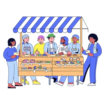 A bustling market stall filled with an array of handmade jewelry