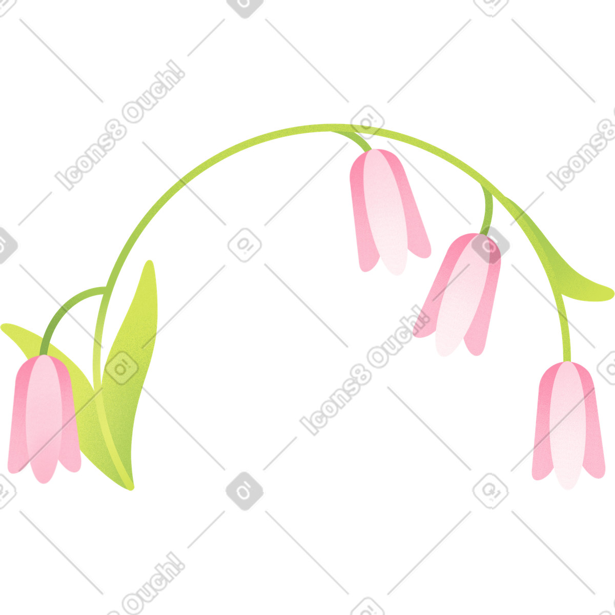 Pink flowers bluebells illustrazione in stile Joy scarica in PNG, SVG
