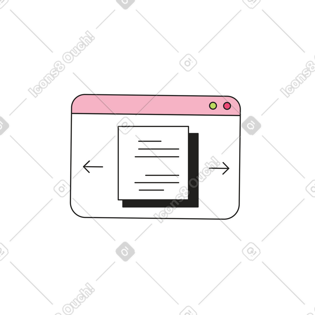 Ilustración animada Papel y ventana del navegador en estilo Dazzle a descargar en GIF, Lottie (JSON), AE