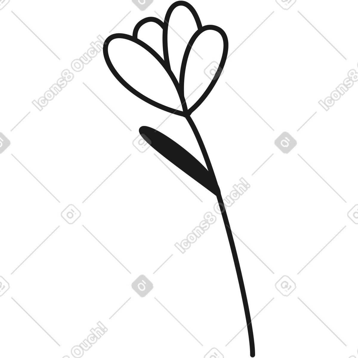 下载 Taxi 风格的 Minimalist flower stem with blooming petals 插画，支持 PNG、SVG 格式