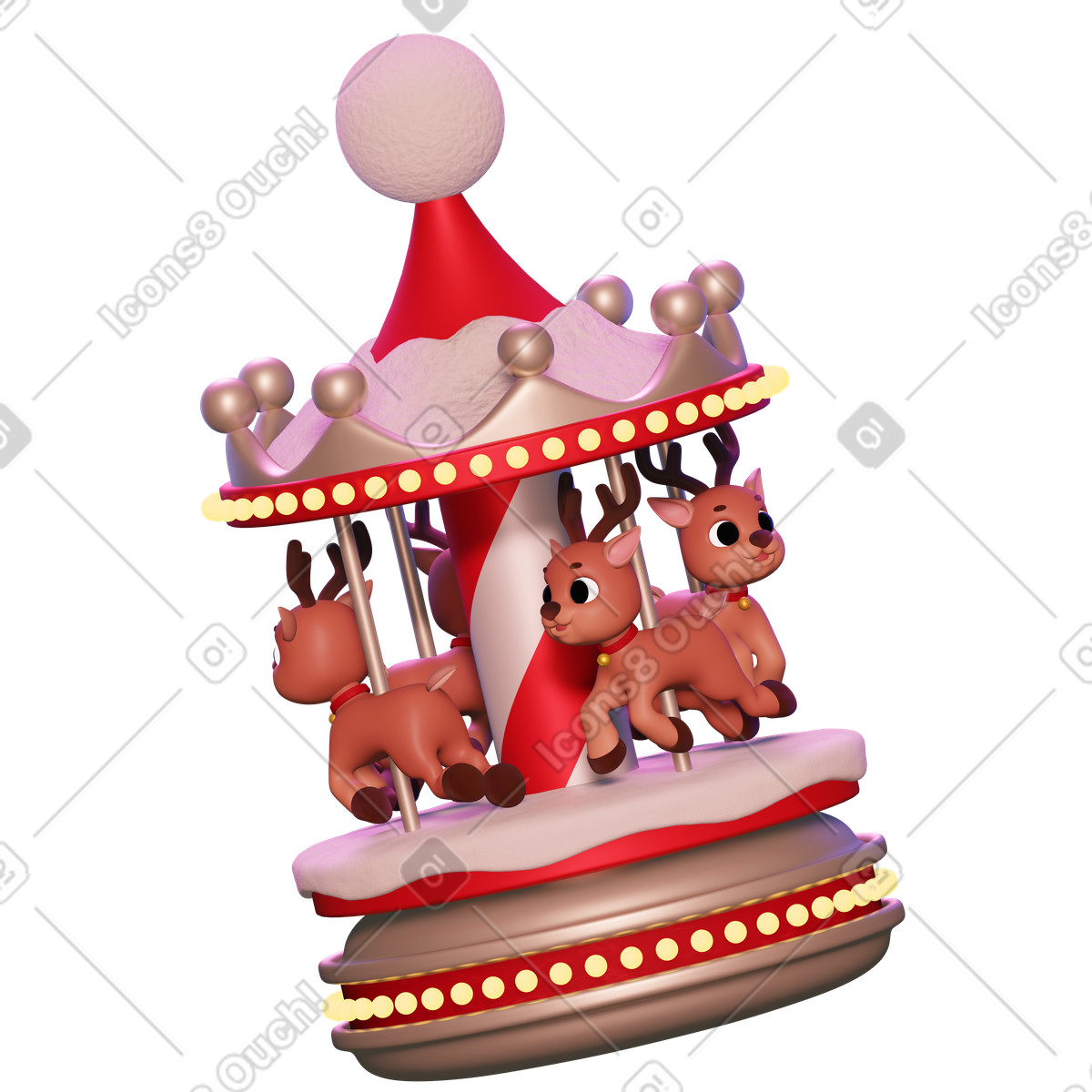 Weihnachtskarussell mit rentieren-Illustration im 3D Holidays-Stil als Download in PNG, SVG
