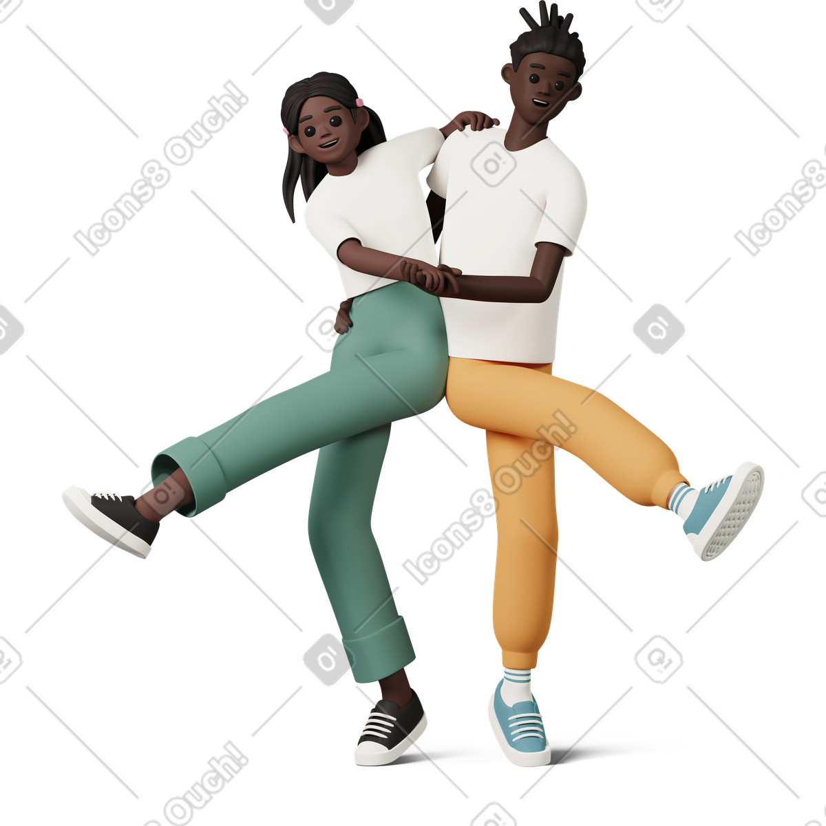 3D Casual life スタイルの Boy and girl dancing のイラストをPNG、SVG形式でダウンロード