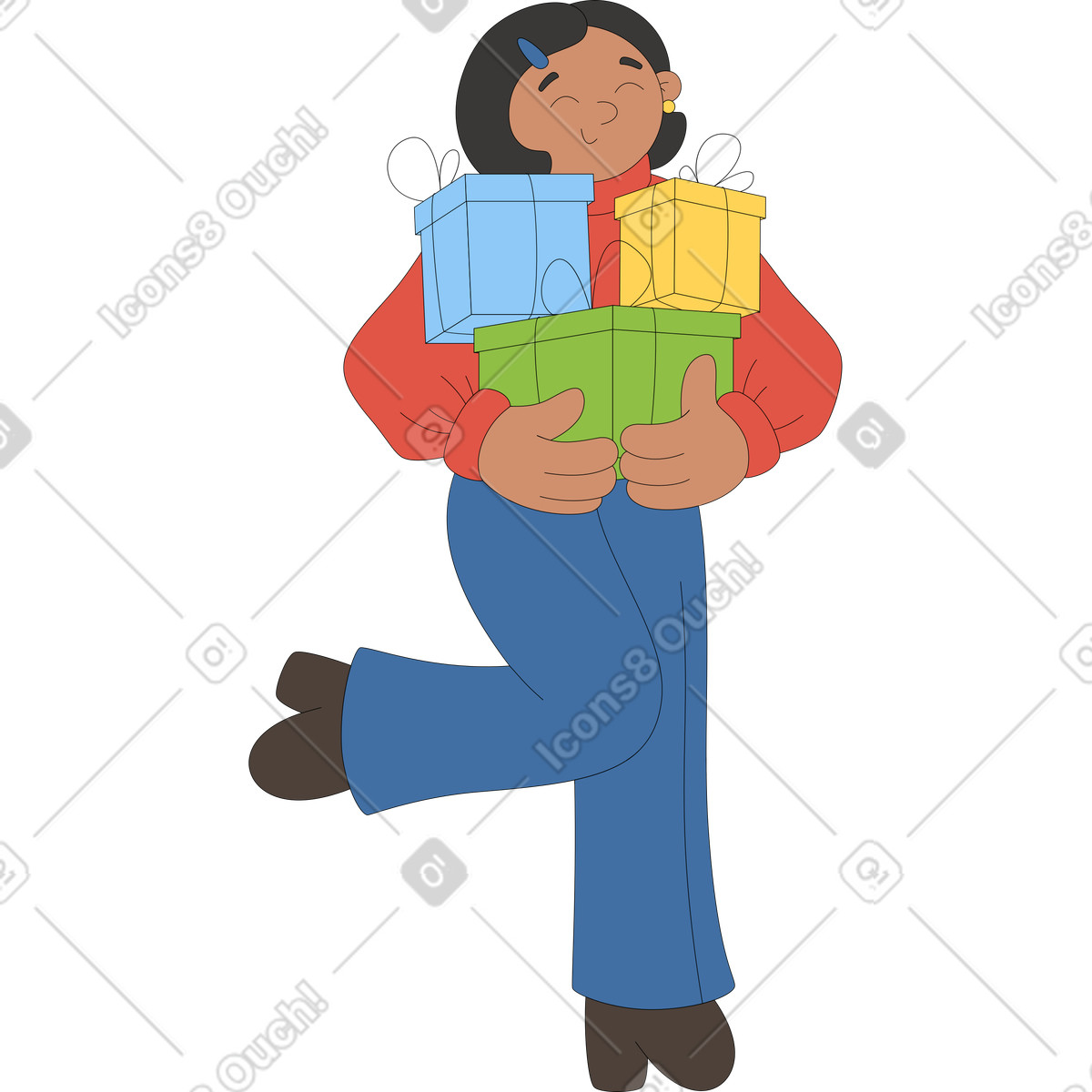 Illustration Femme avec cadeau dans le style Sitcom à télécharger aux formats PNG, SVG