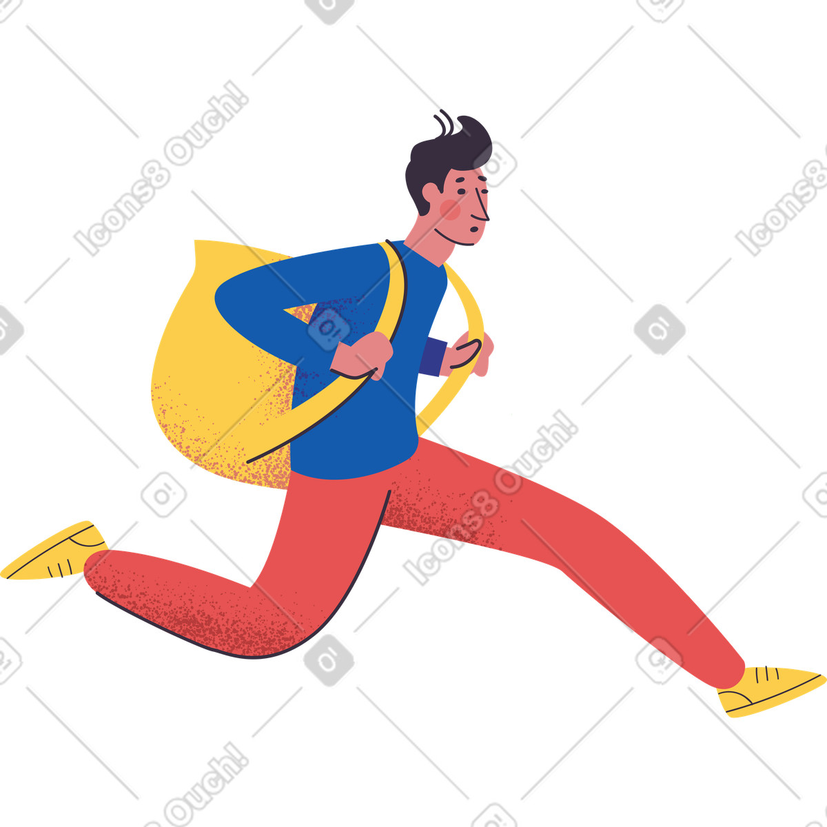 Man with backpack illustrazione in stile Pale scarica in PNG, SVG