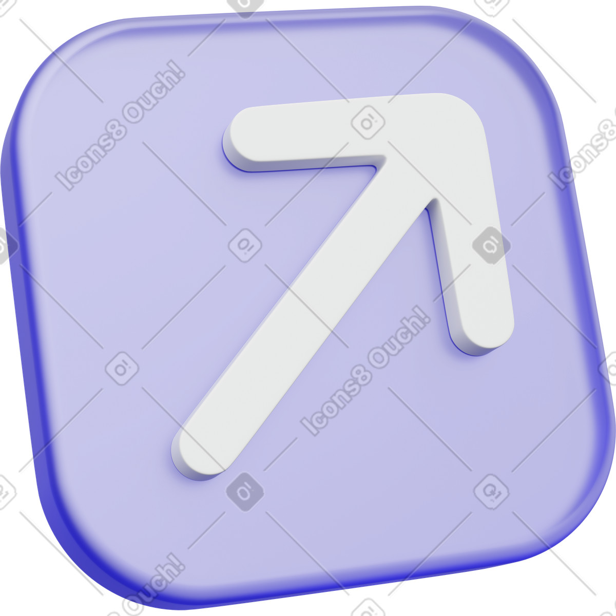 Illustration Icône flèche violette pointant vers le haut, symbole de croissance, indicateur progrès dans style 3D Playful à télécharger aux formats PNG, SVG