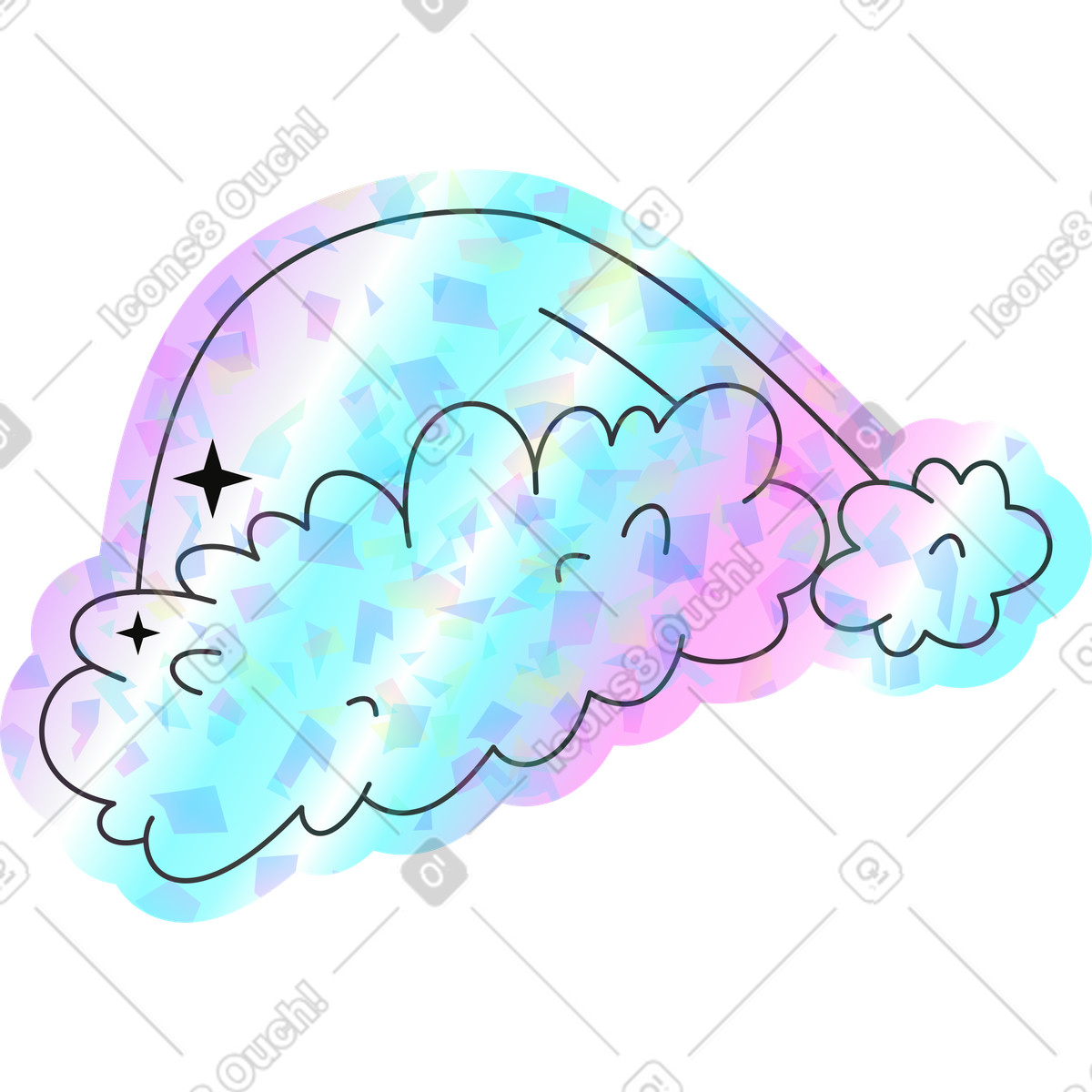 Holostickers スタイルの Christmas hat のイラストをPNG、SVG形式でダウンロード