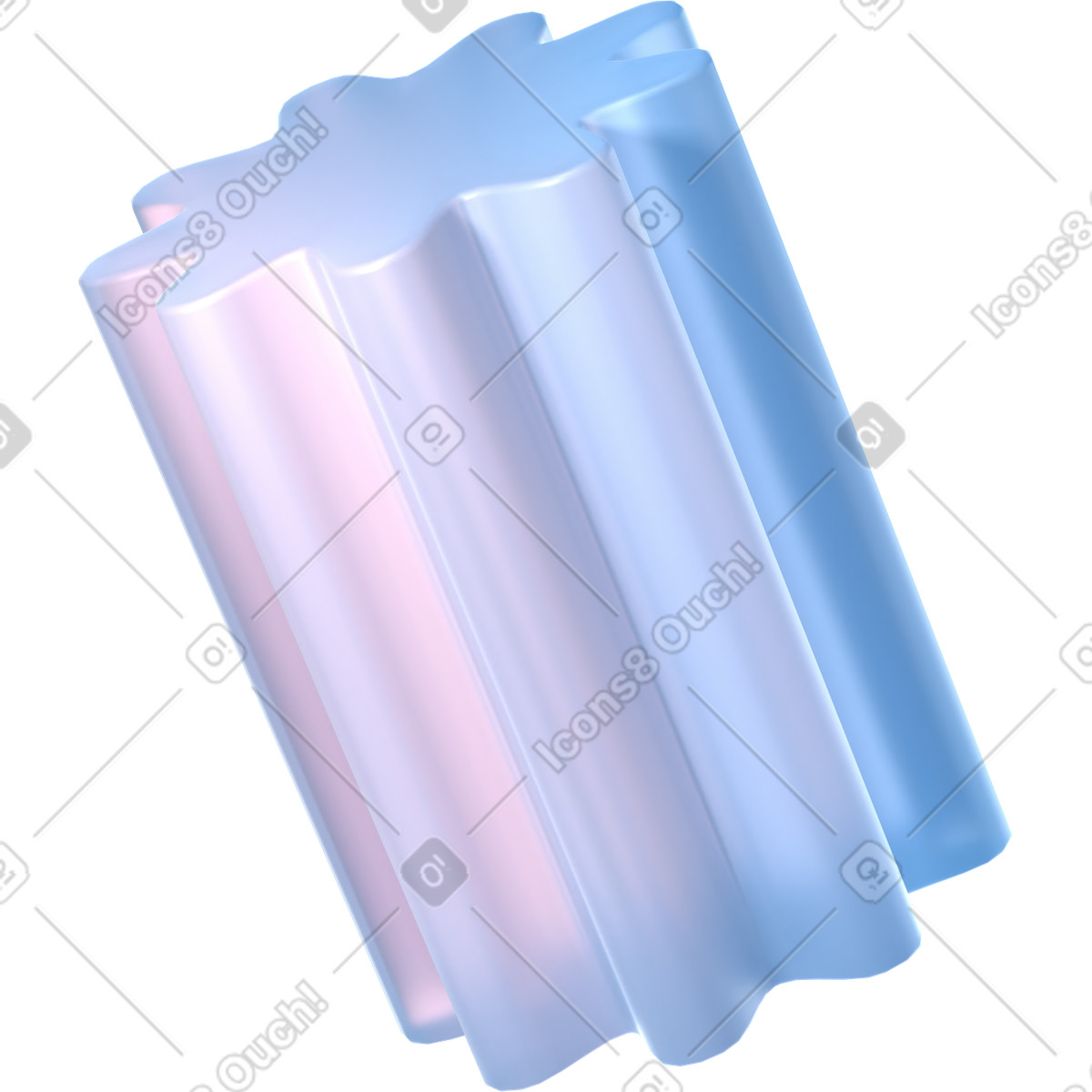 Flower-shaped tube made of matte glass illustration in 3D Glassy style download in PNG, SVG