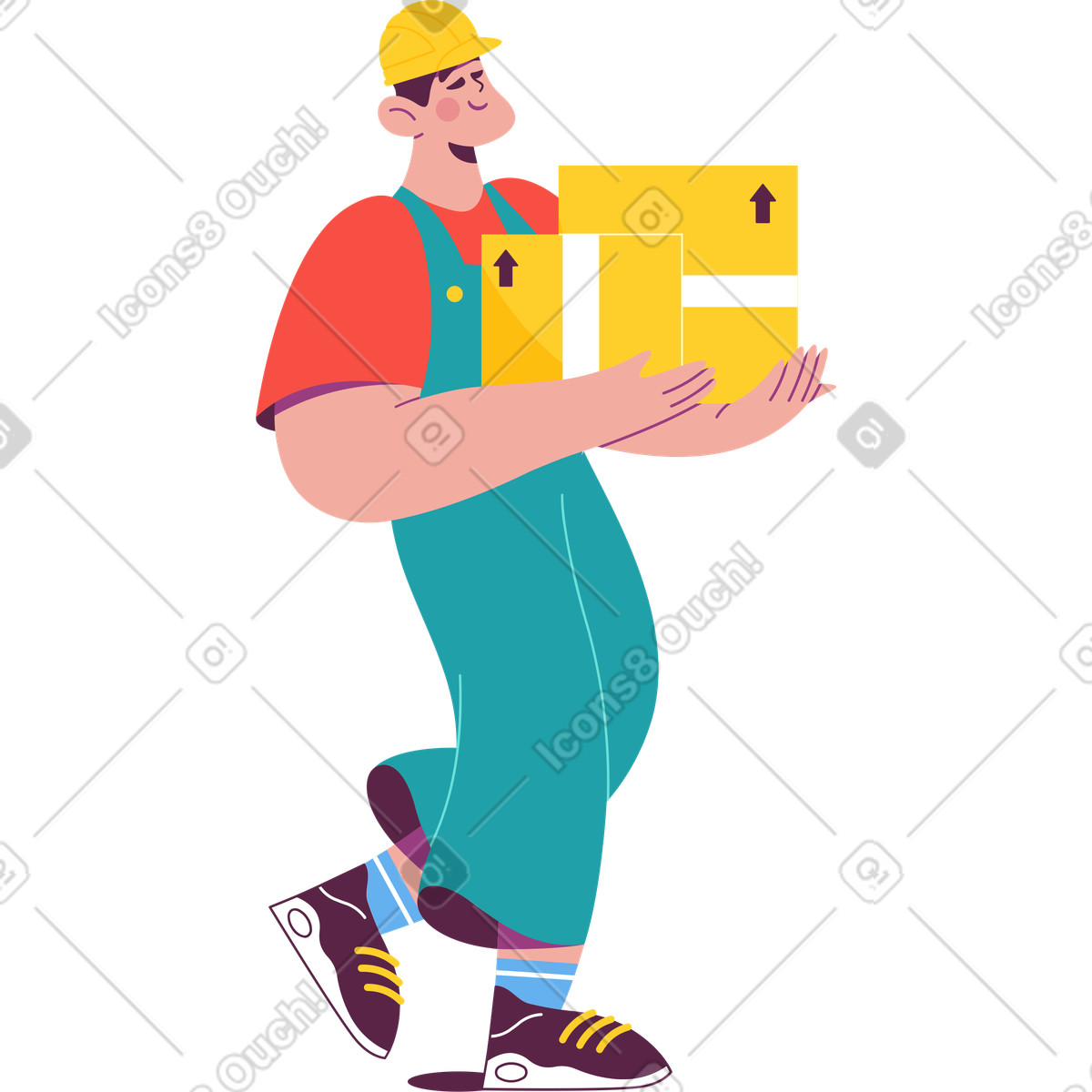 Ilustração de Trabalhador com caixas em no estilo Sammy para baixar em PNG, SVG