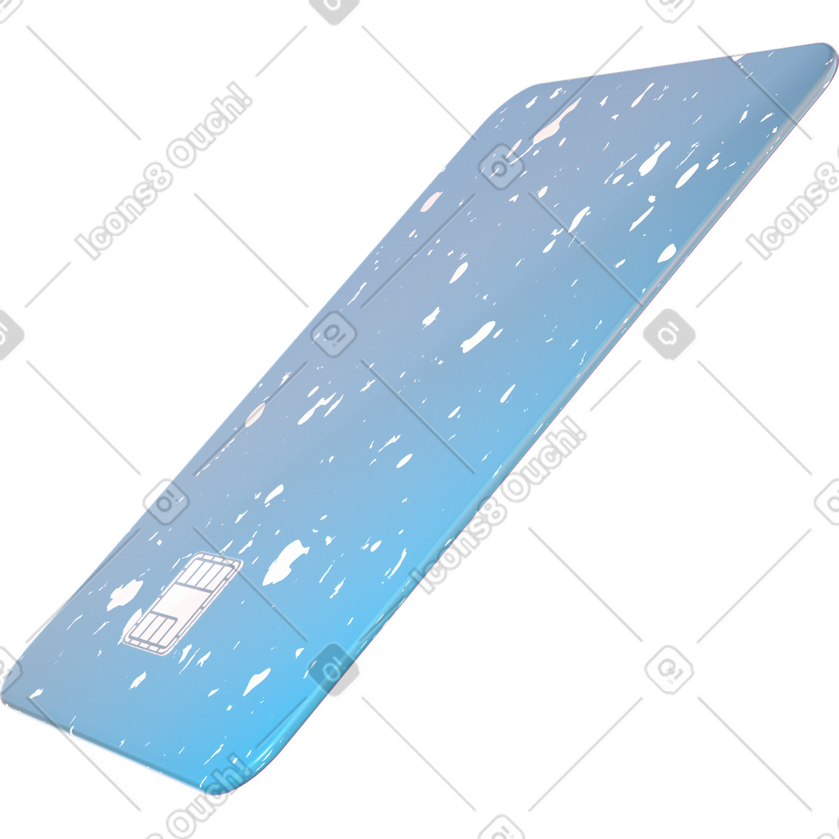 3D Glassy スタイルの Monochrome plastic card with chip のイラストをPNG、SVG形式でダウンロード