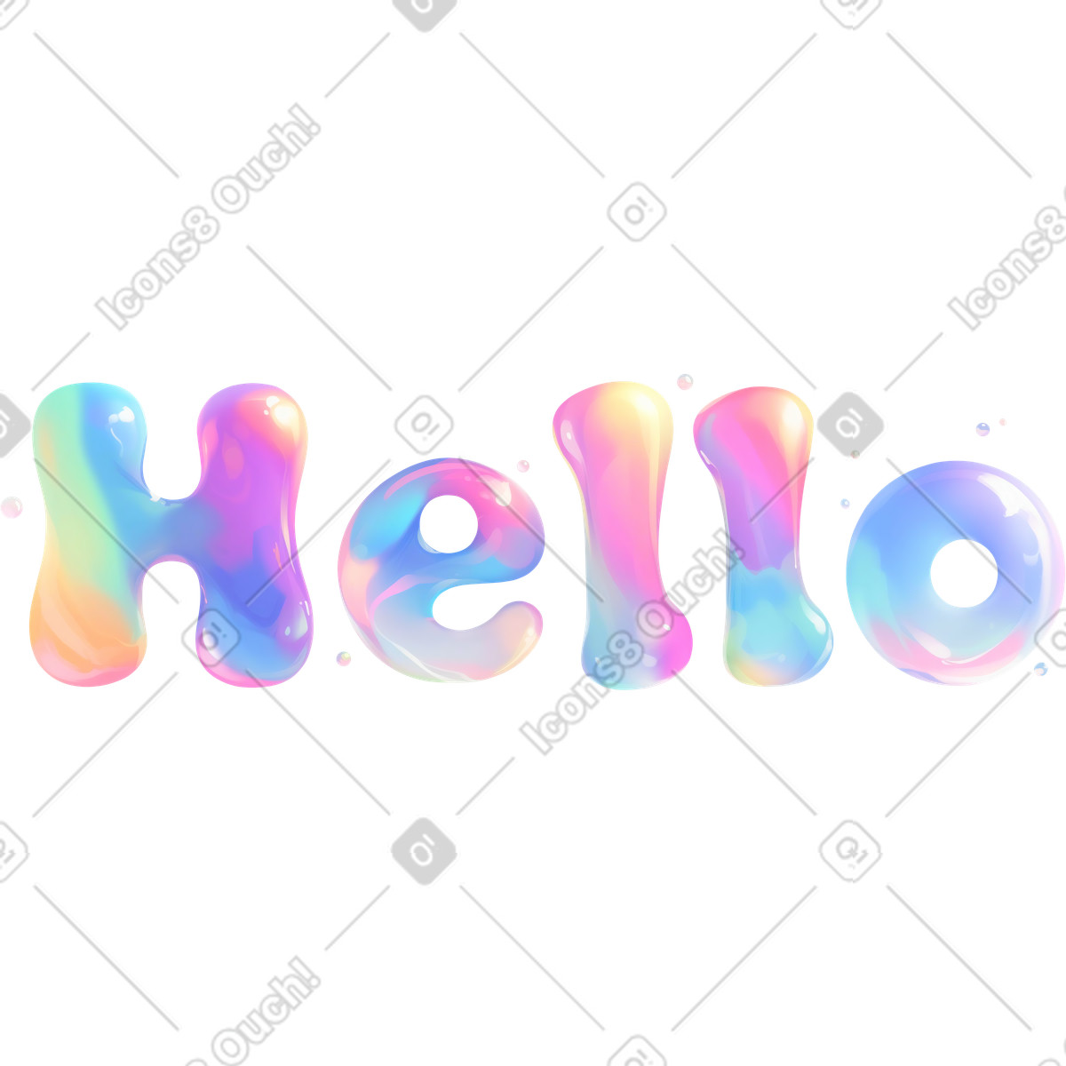 Holografischer blasenschriftzug „hallo“-Illustration im Lettering-Stil als Download in PNG, SVG