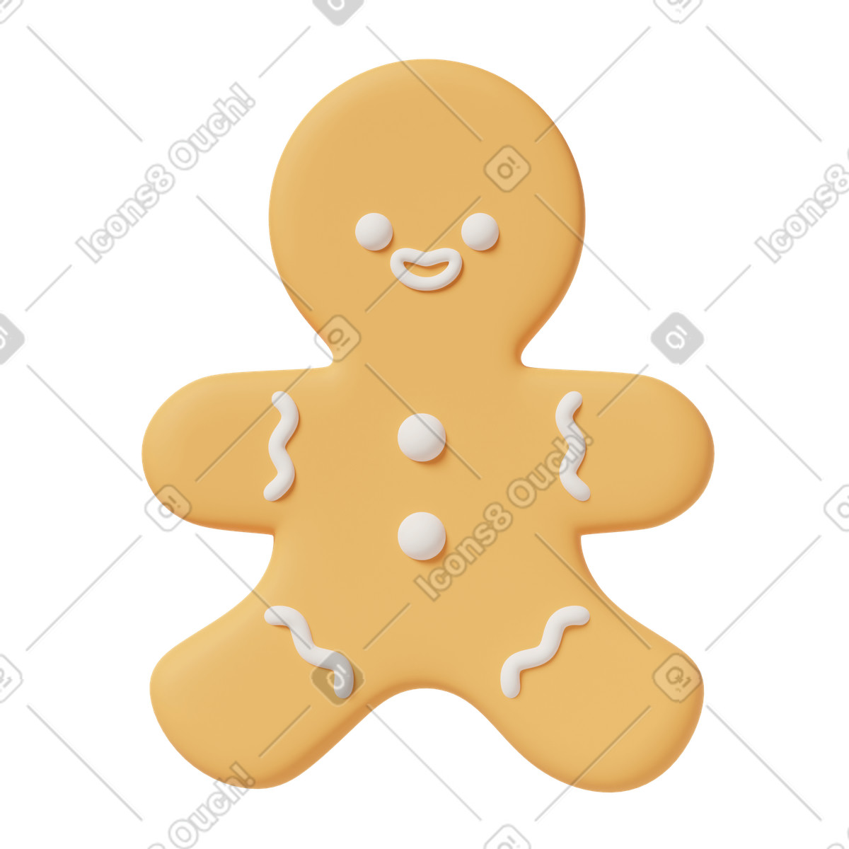 Gingerbread man cookie yellow illustrazione in stile 3D Casual life scarica in PNG, SVG