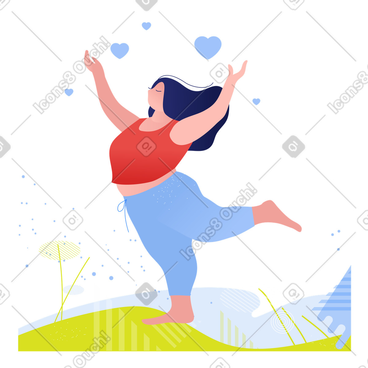 Meditation-Illustration im Clip-Stil als Download in PNG, SVG