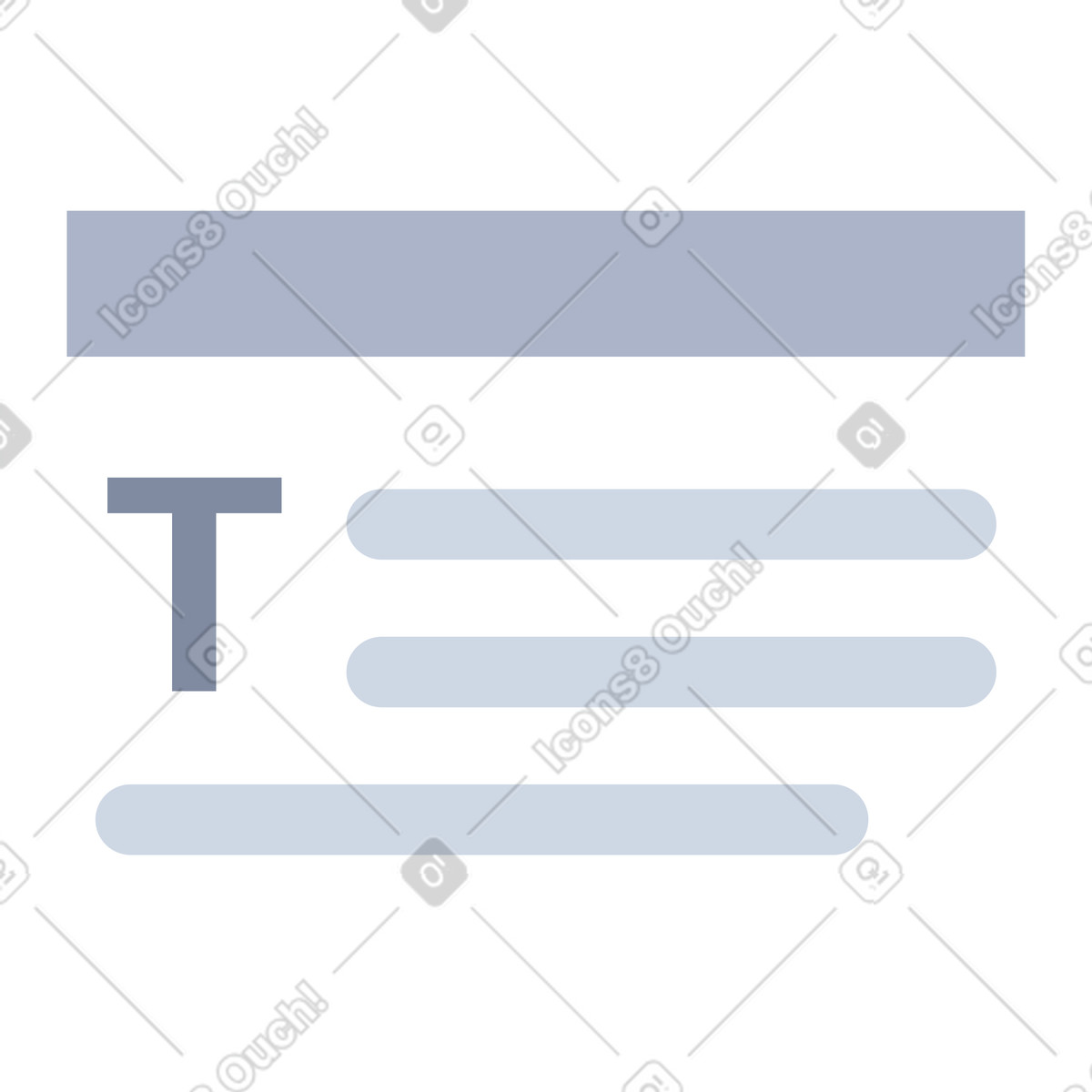Article page template with title and content blocks illustration in System style download in PNG, SVG