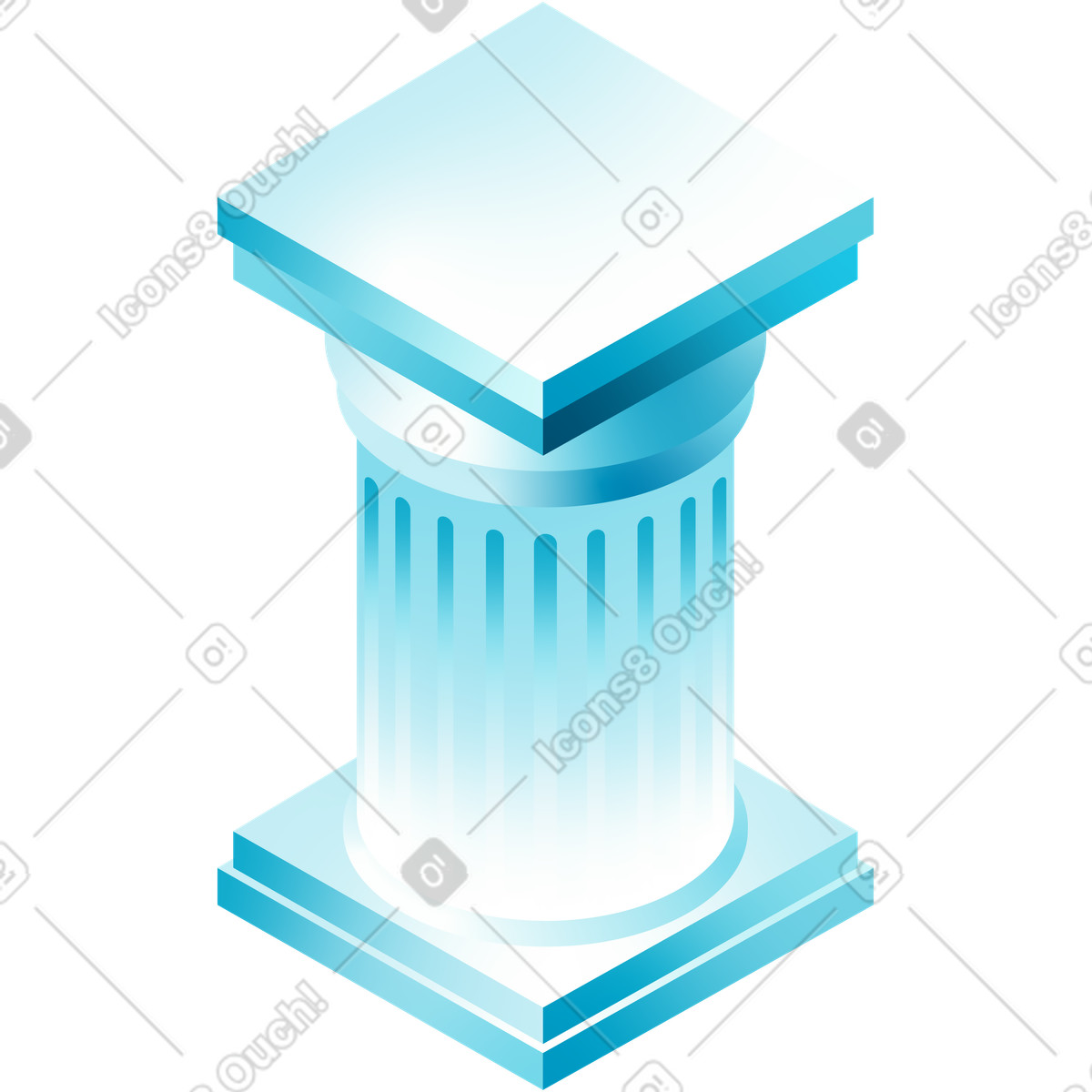 Isometric column illustration in PNG, SVG