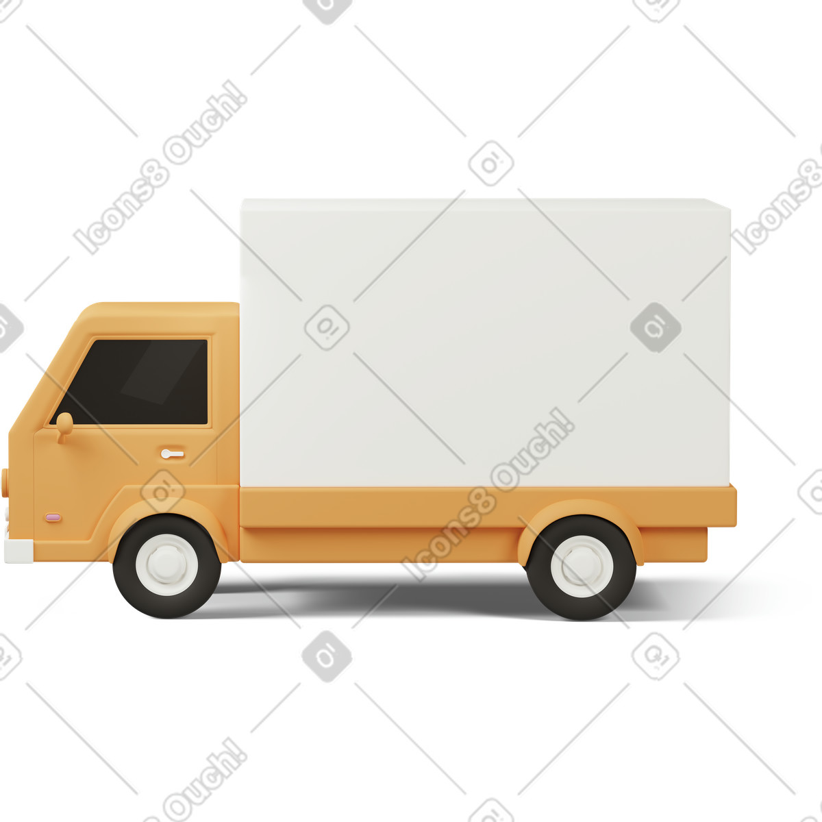 下载 3D Casual life 风格的 Delivery truck side view 插画，支持 PNG、SVG 格式