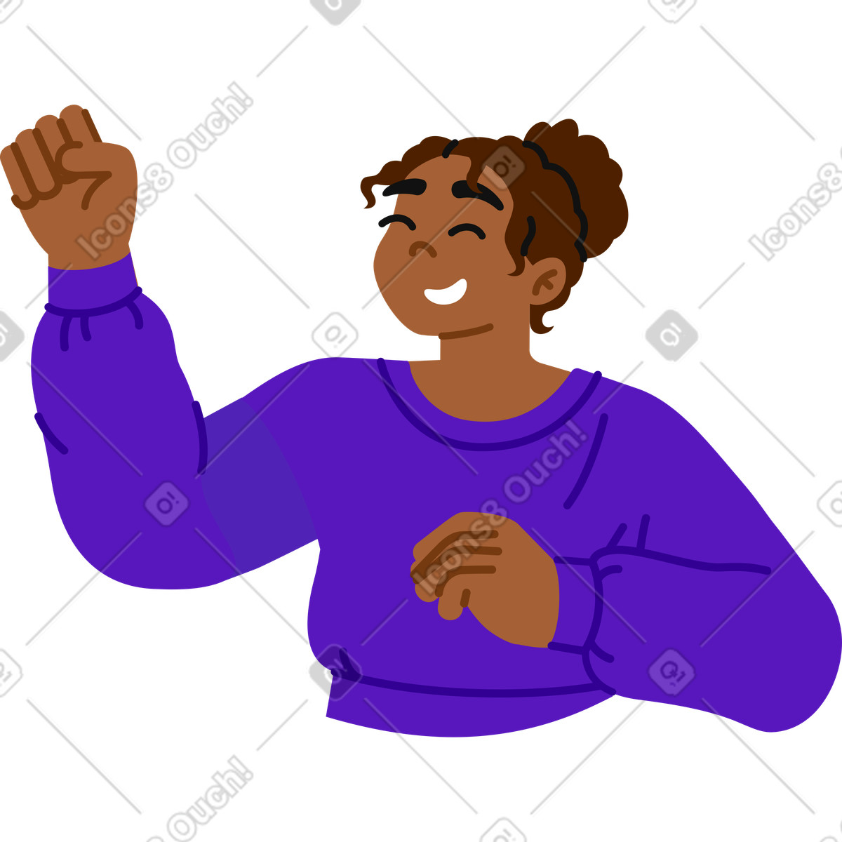 Ilustración Mujer joven feliz en estilo Active a descargar en PNG y SVG