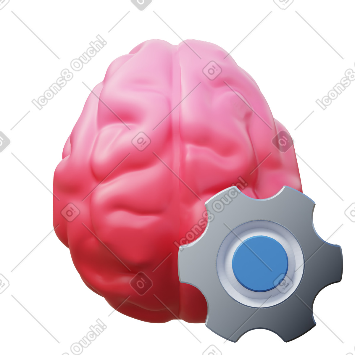 下载 3D Fluency 风格的 Critical thinking brain 插画，支持 PNG、SVG 格式