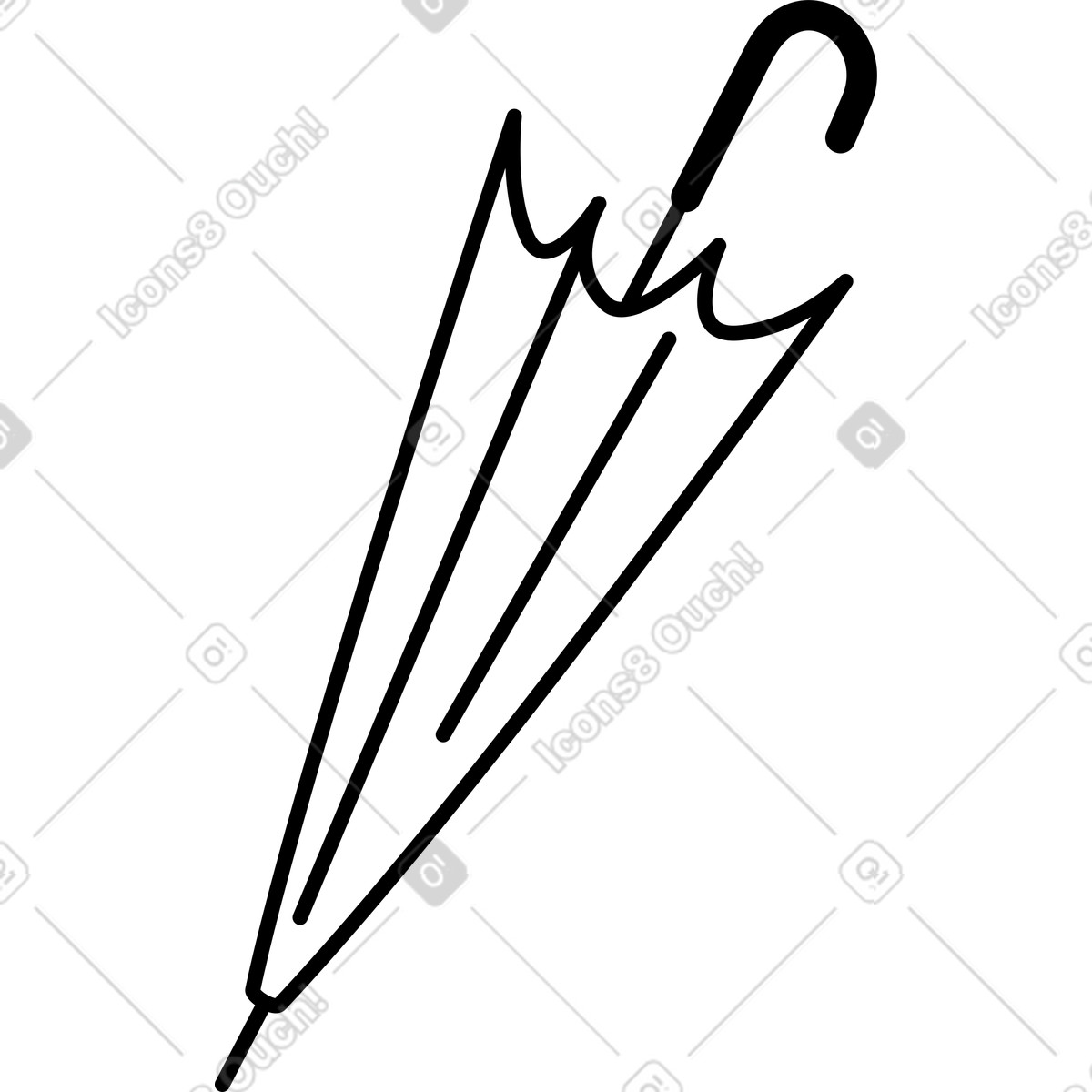 Notion Line Art 스타일의 Umbrella canopy closeup with curved edge and supporting ribs silhouette 일러스트레이션 PNG, SVG 다운로드