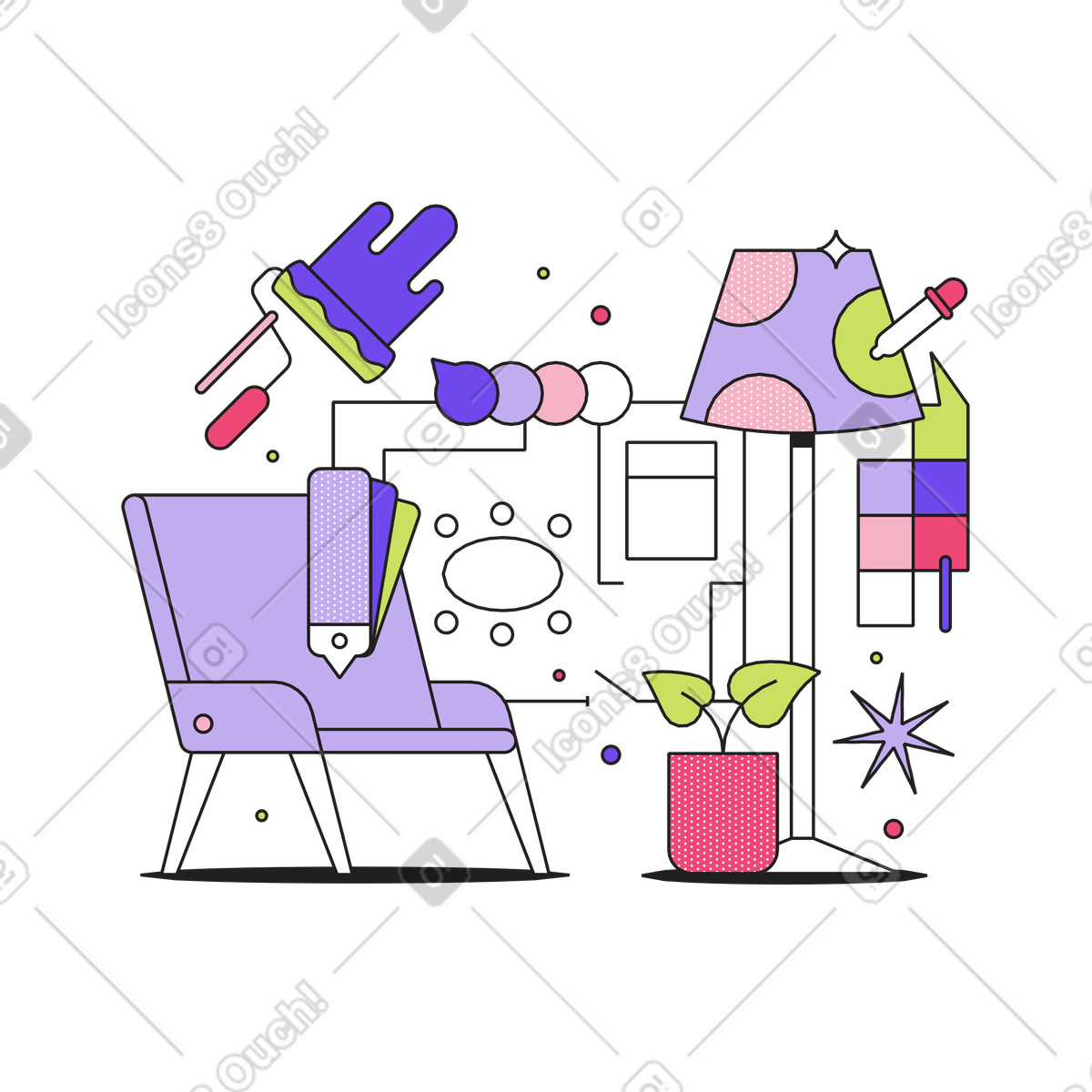 Illustration Design d'intérieur dans le style Dazzle à télécharger aux formats PNG, SVG