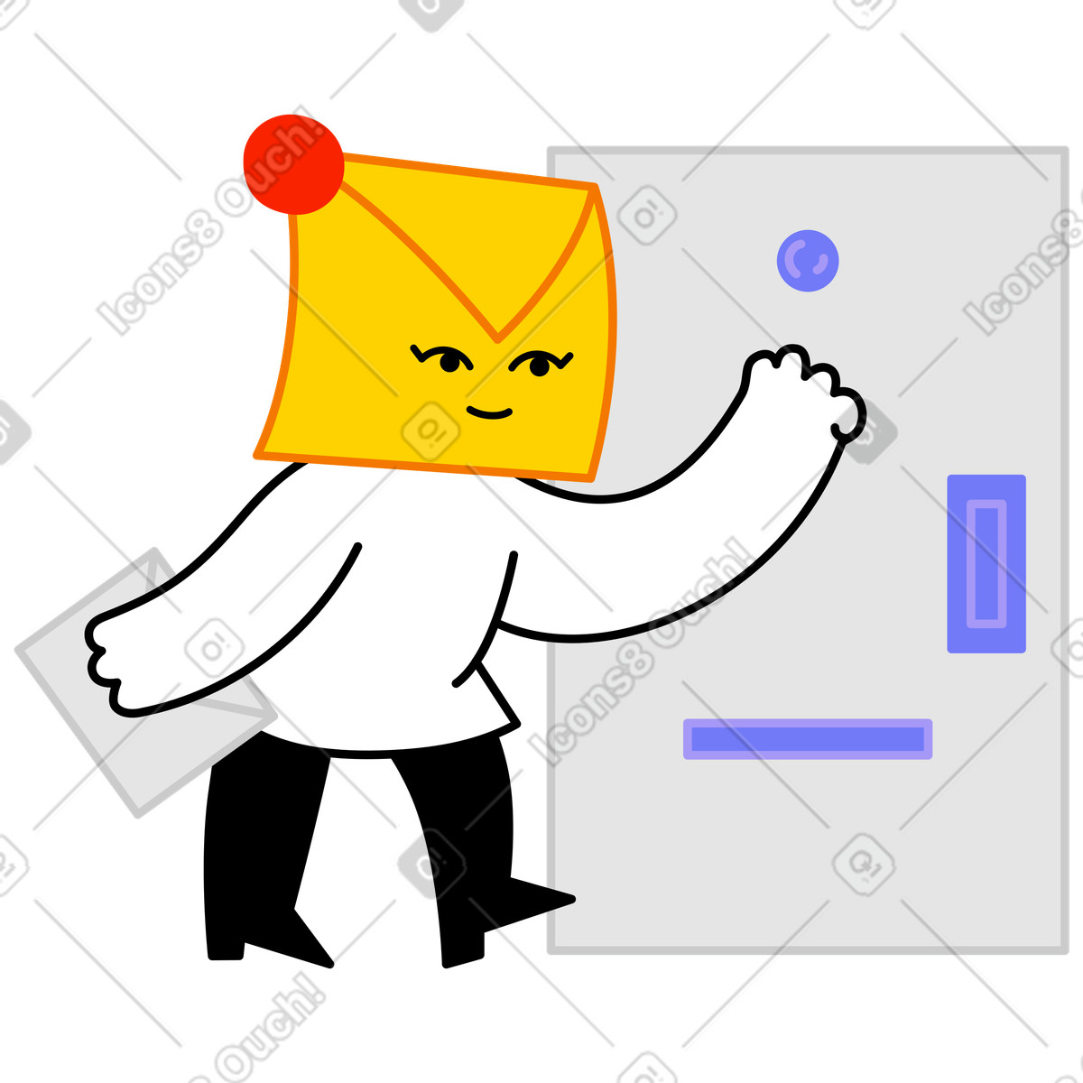 Ilustración Personaje de trabajador postal entregando carta en estilo Giggle a descargar en PNG y SVG