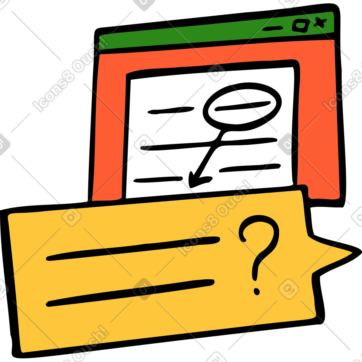 Illustration Bulle avec question et fenêtre de texte dans le style Comic à télécharger aux formats PNG, SVG