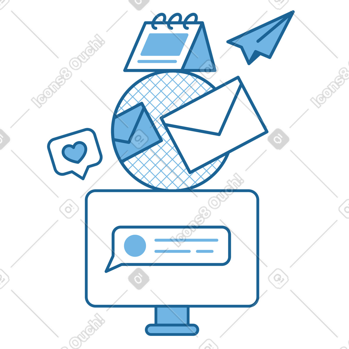 Efficient digital communication and scheduling illustration in PNG, SVG