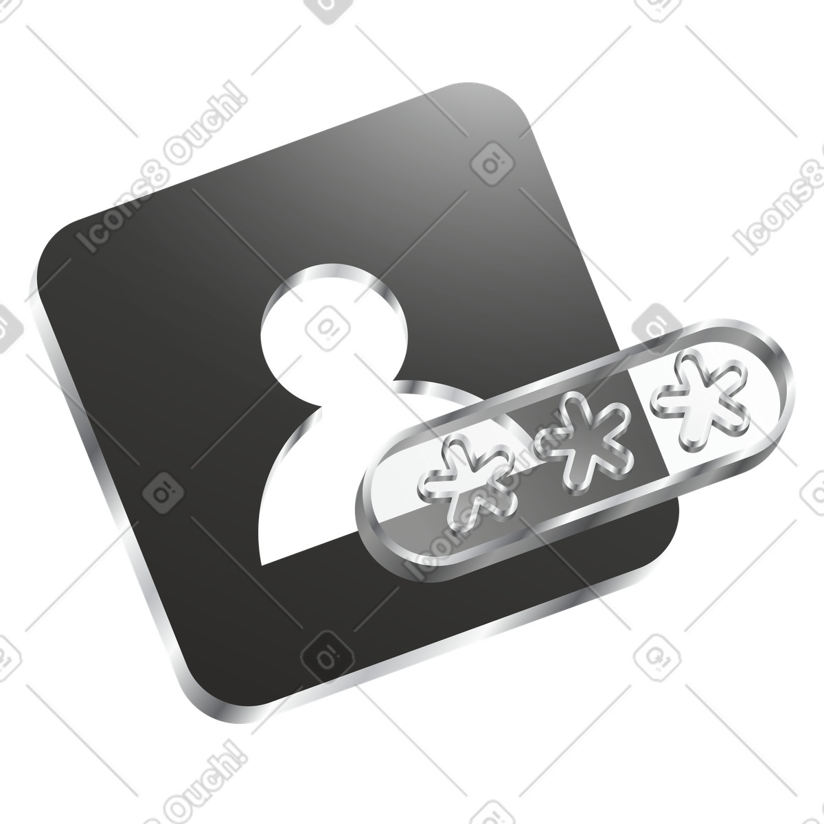 User icon with password field, Authentication and access illustration in Token style download in PNG, SVG