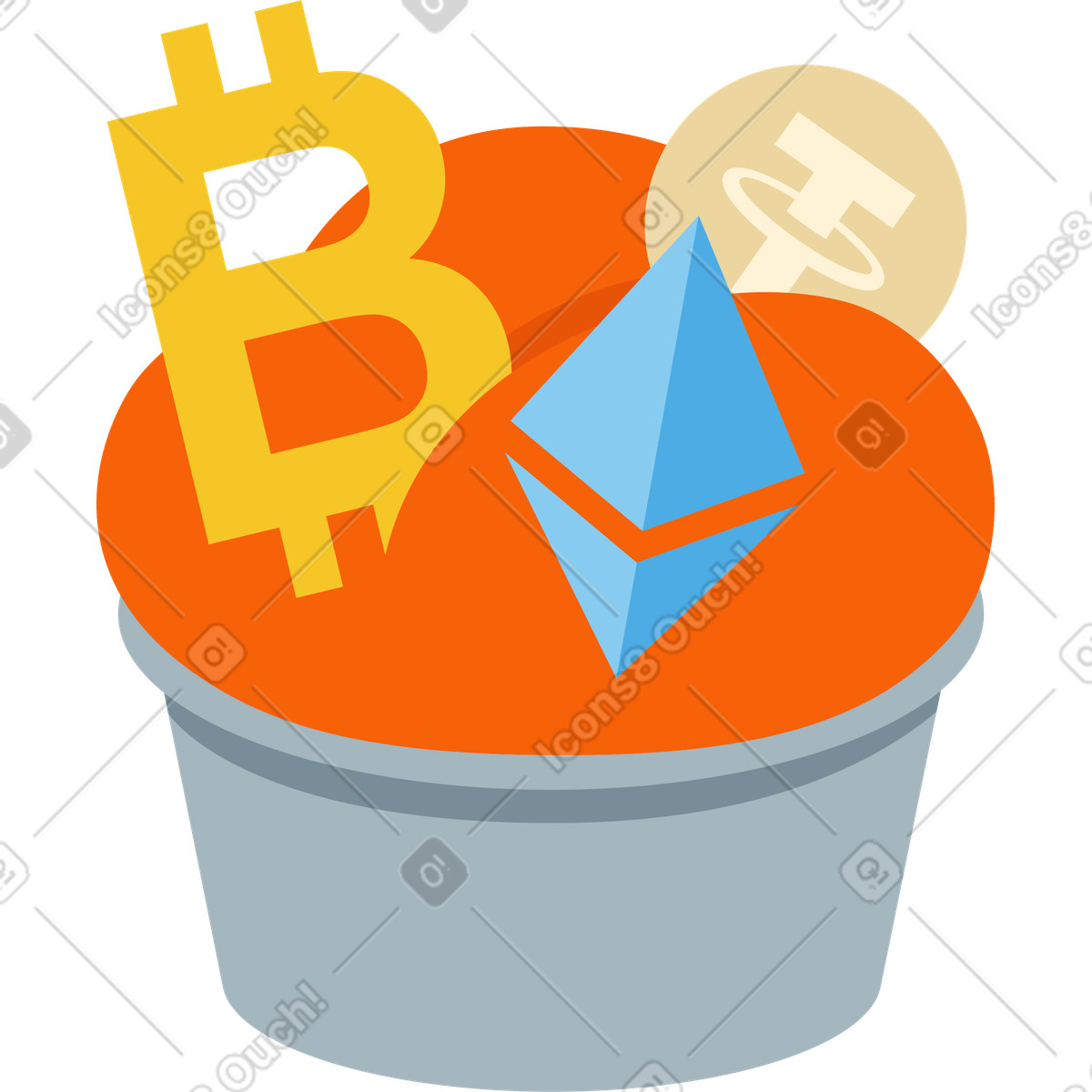 Cupcake with cryptocurrency decorations illustration in PNG, SVG