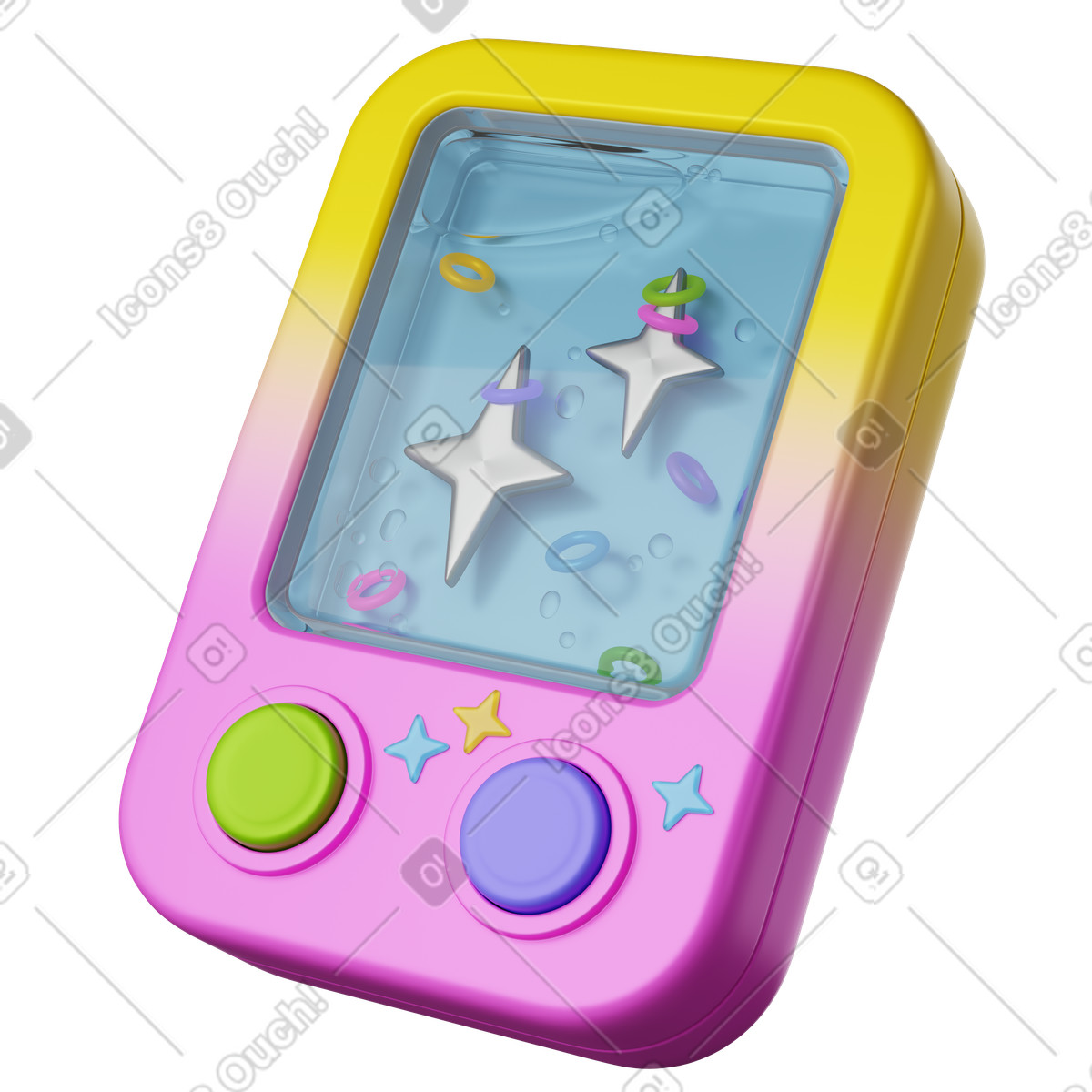 3D Plastic スタイルの Water game console toy with colorful buttons and floating rings のイラストをPNG、SVG形式でダウンロード