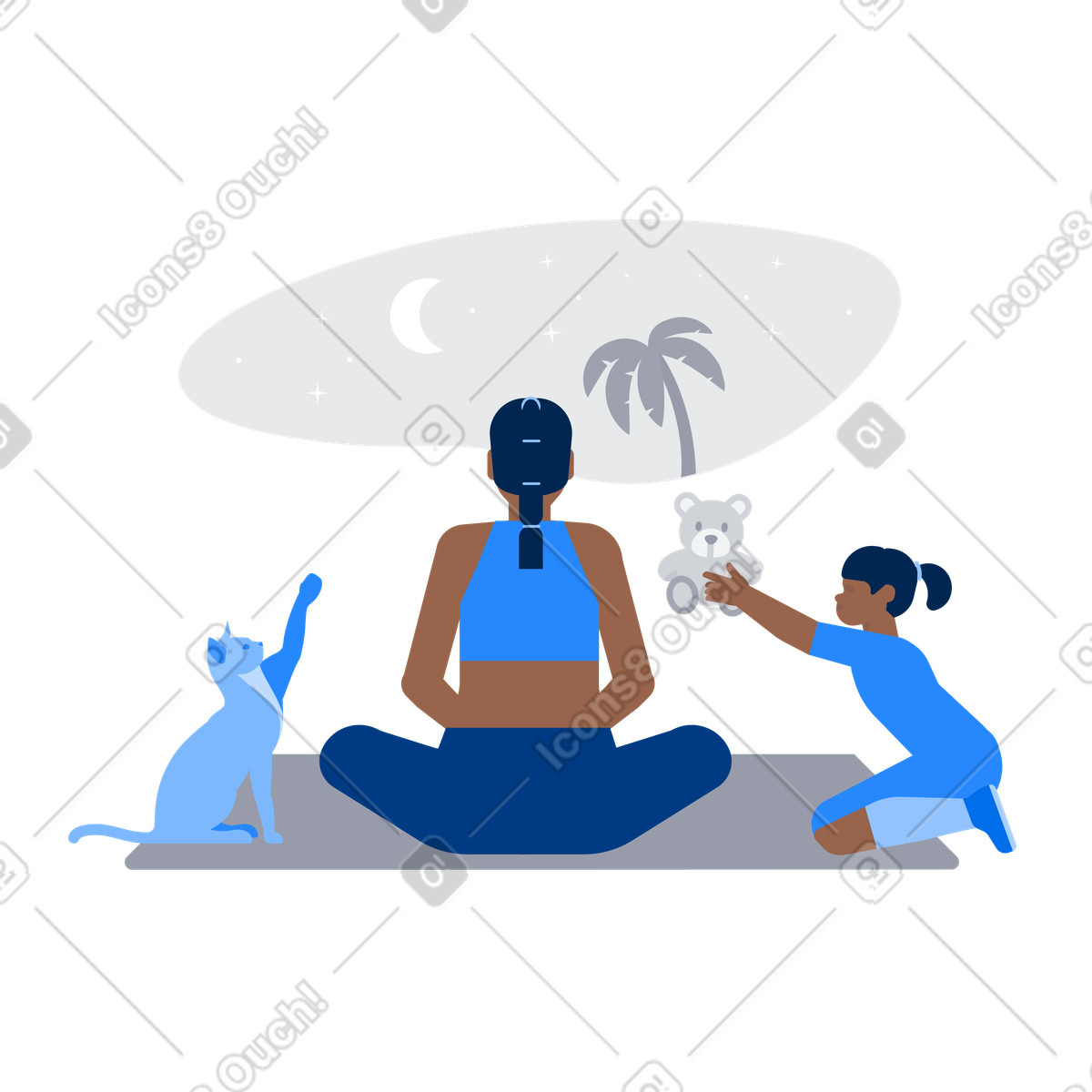 Versuche zu meditieren-Illustration im Urban-Stil als Download in PNG, SVG
