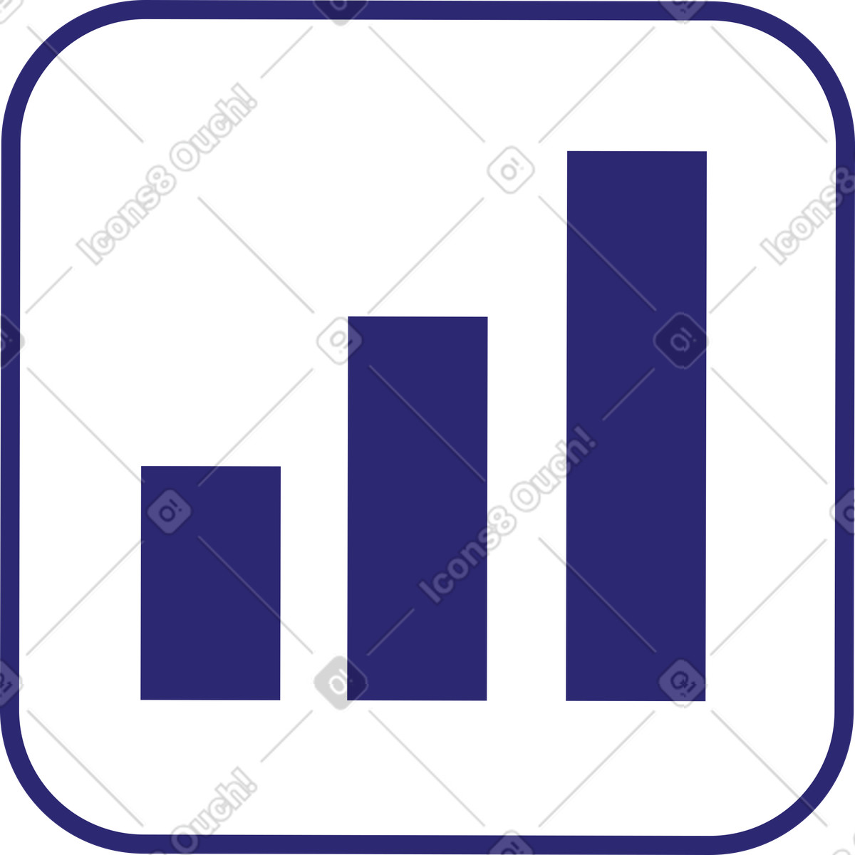 Blue bar graph icon illustration in Cut style download in PNG, SVG