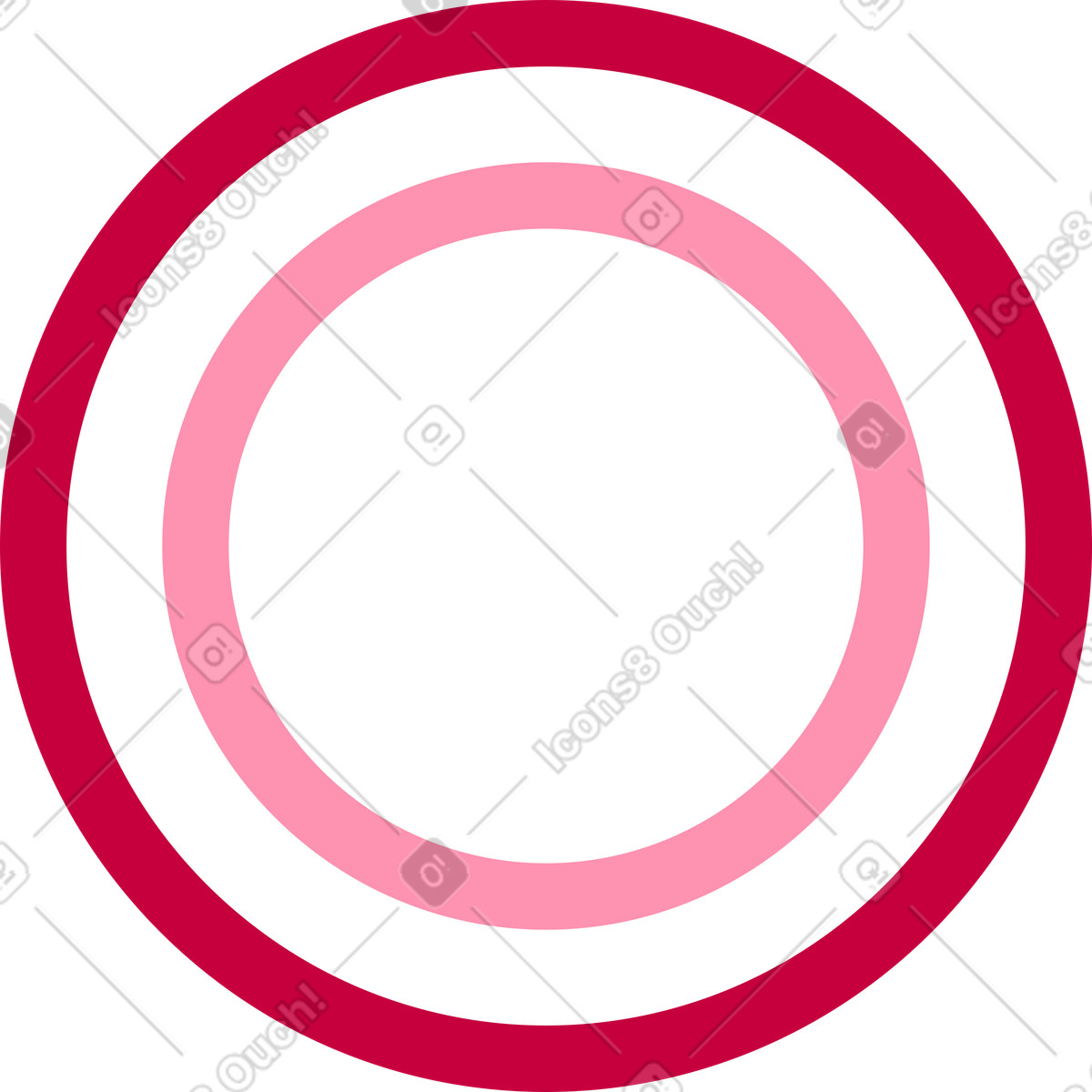 Round token with bold red and pink border illustration in Natty style download in PNG, SVG