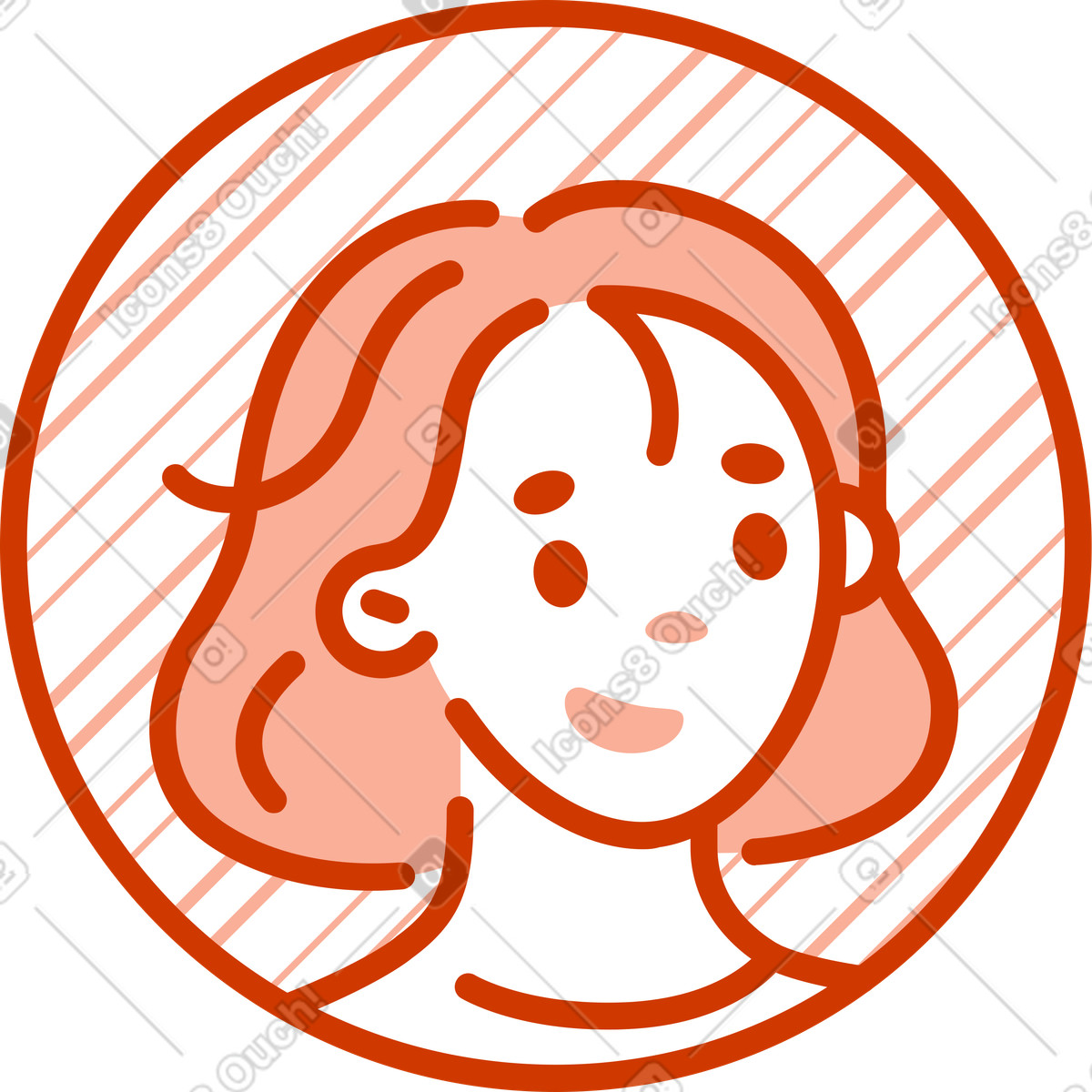 Illustration Icône d'avatar de femme orange vue trois quarts dans le style Natty à télécharger aux formats PNG, SVG