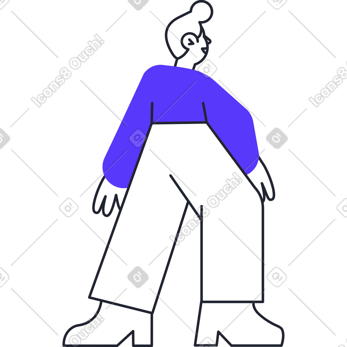 Man in blue sweater standing back illustrazione stile Pablita scarica PNG, SVG