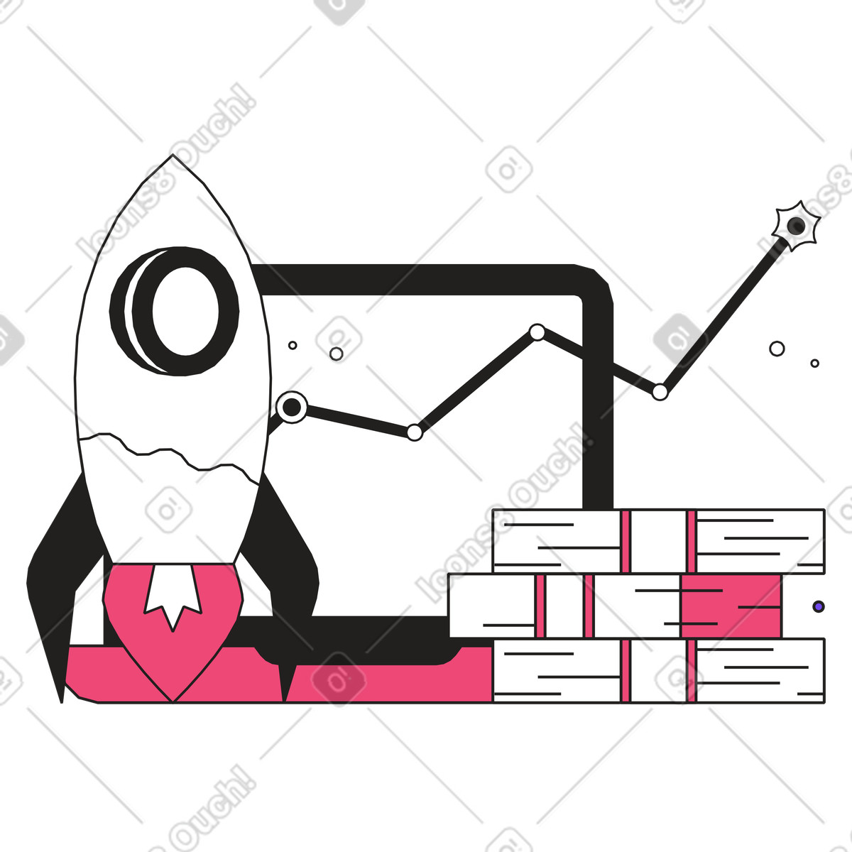 Ilustración Capital de riesgo y aceleración startups en estilo Dazzle Line a descargar en PNG SVG