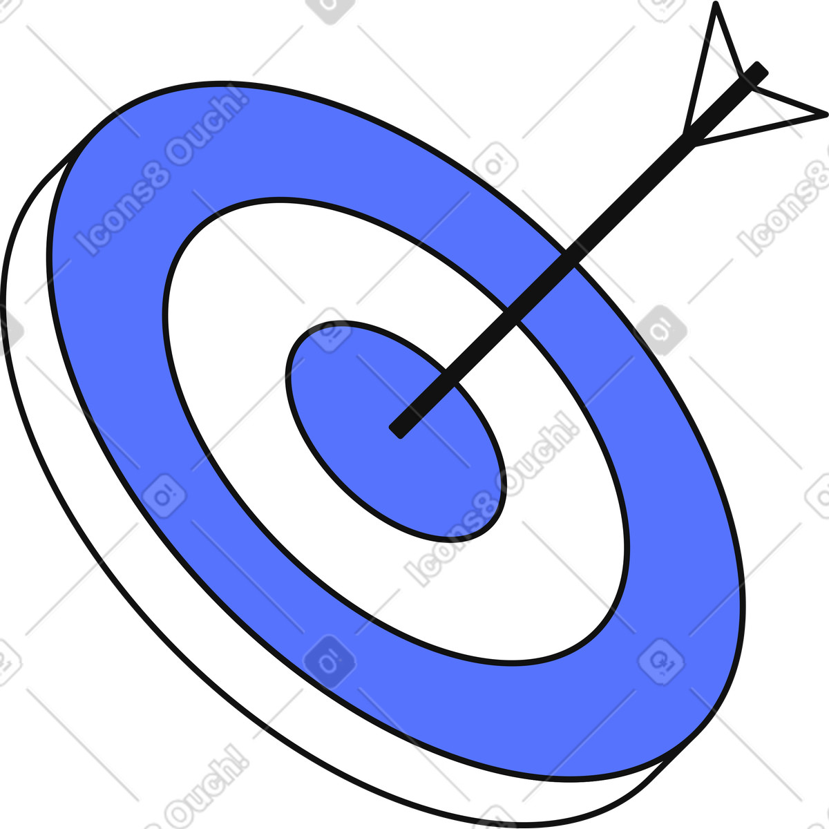 Target bullseye with arrow symbolizing business goal achievement success-Illustration im Main-Stil als Download in PNG, SVG