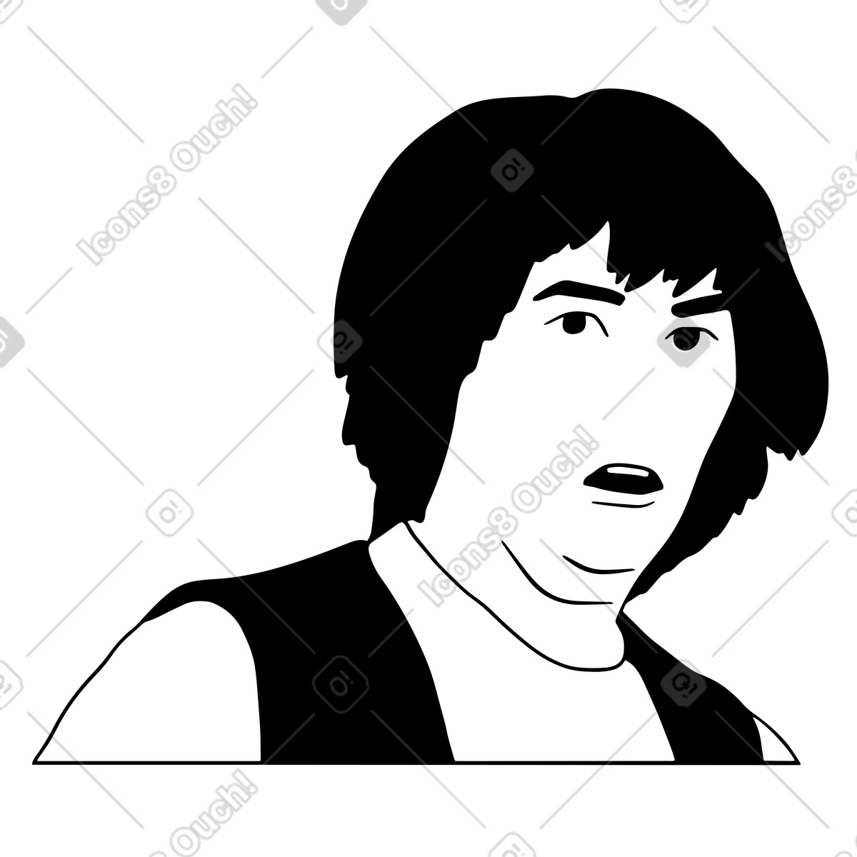 Ilustración Conspiración keanu, persona asustada o conmocionada. en estilo Dudes a descargar en PNG y SVG