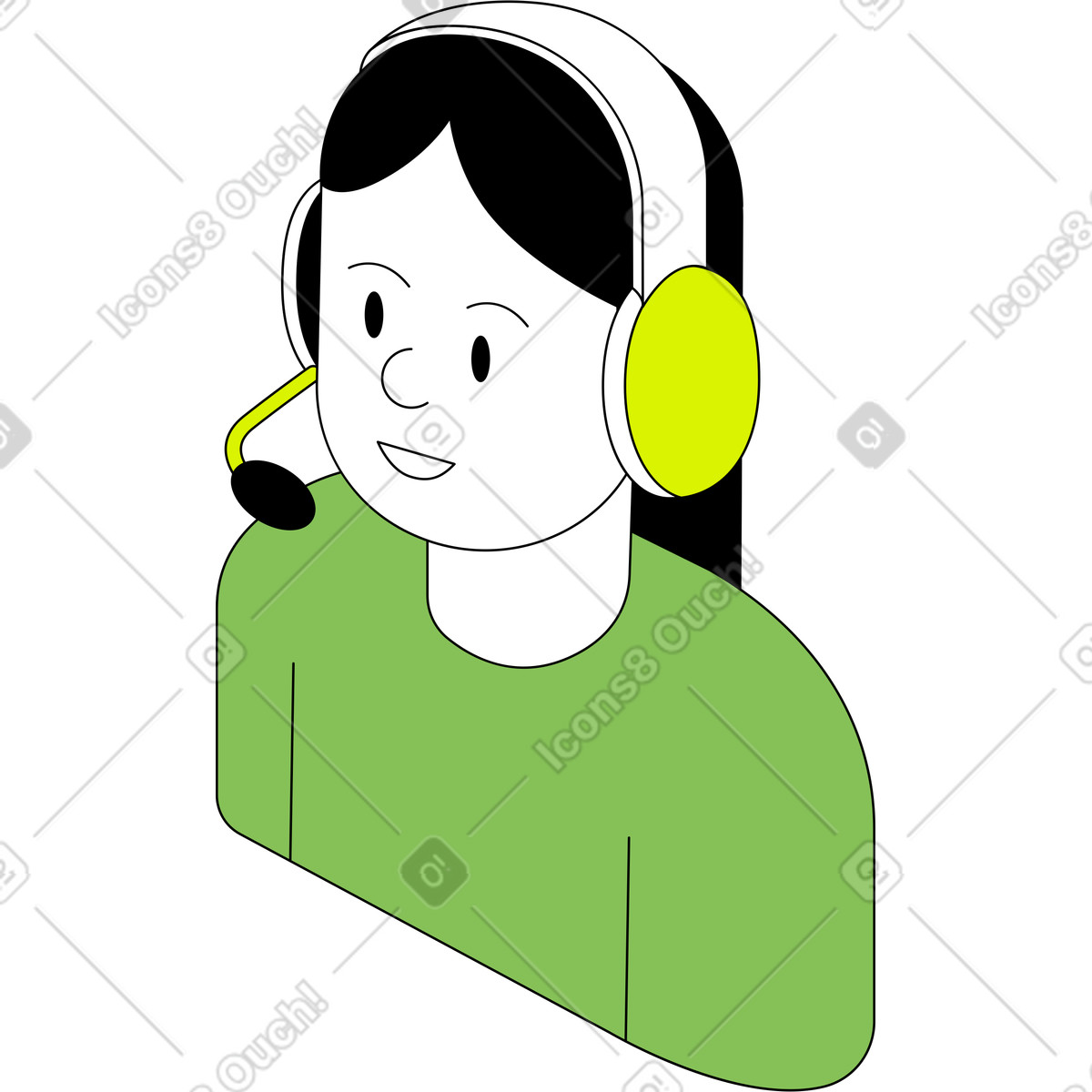 Donna in cuffia illustrazione stile Isometric scarica PNG, SVG