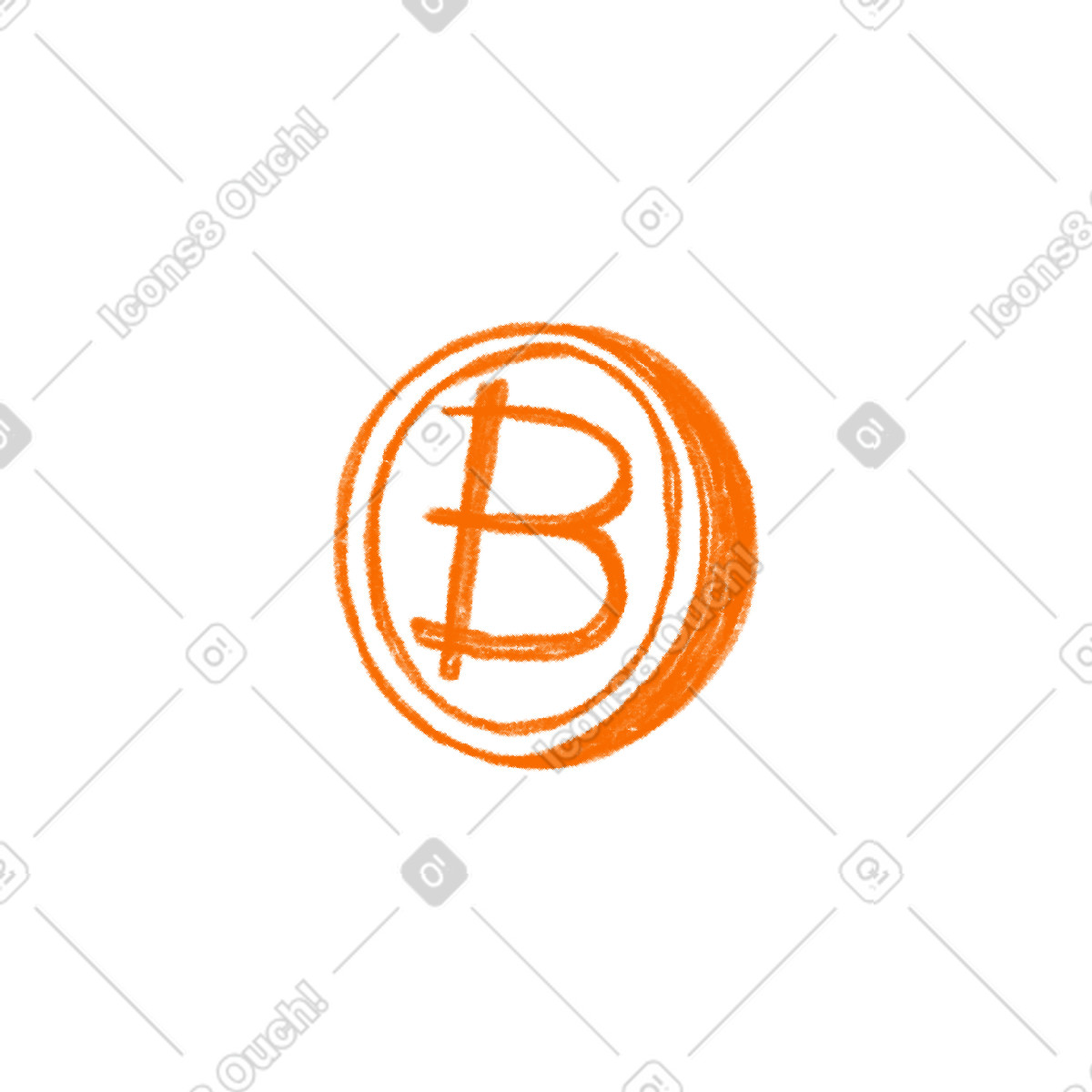 Bitcoin orange coin illustration in Biro style download in PNG, SVG