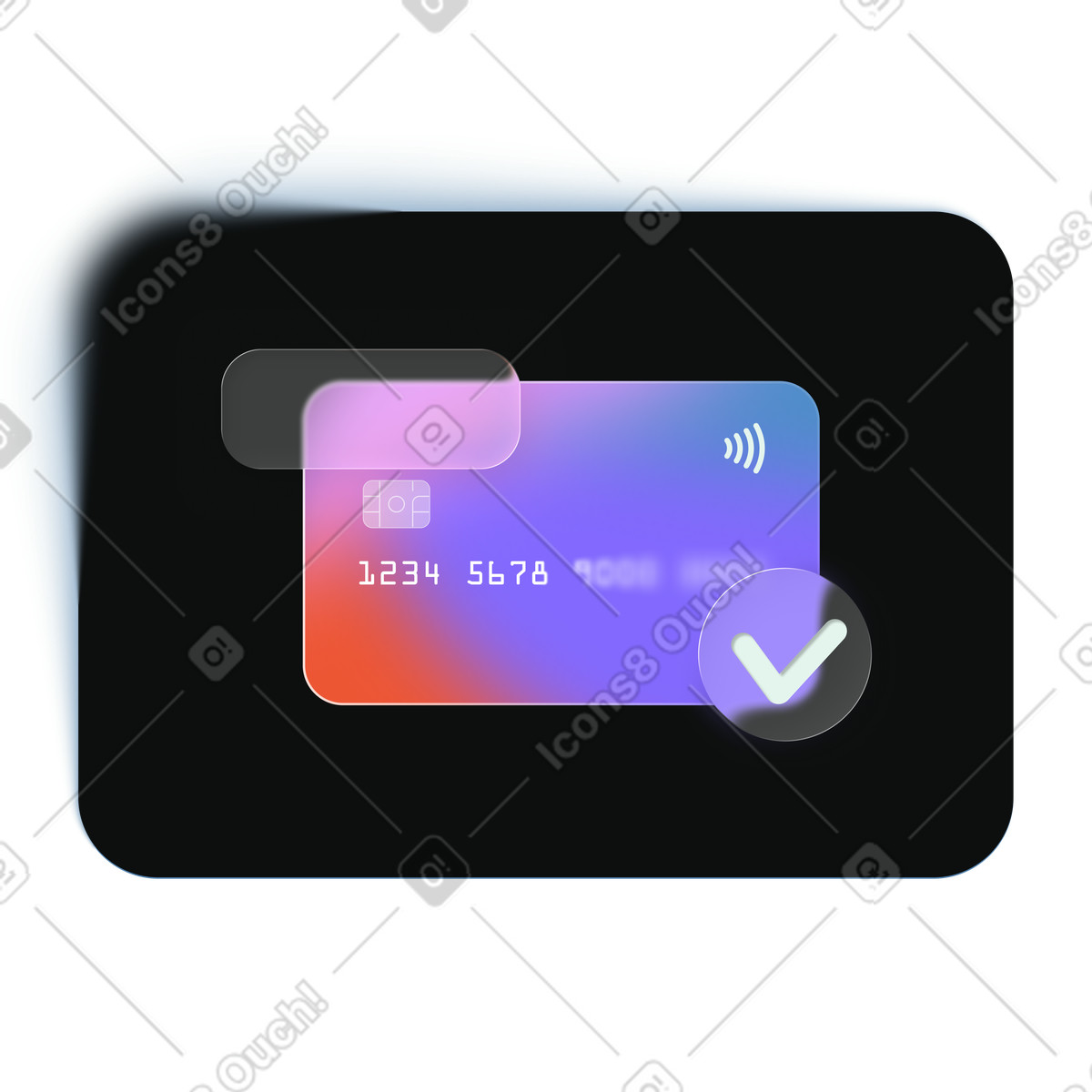 Payment verification success, secure credit card transaction, online approval illustration in Void style download in PNG, SVG