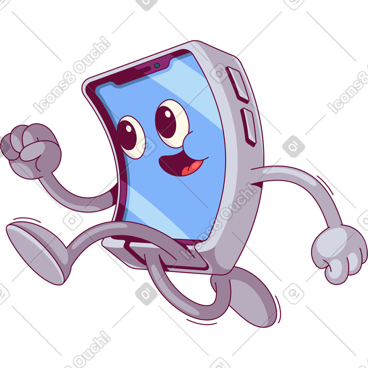 Illustration Running phone dans le style Handy à télécharger aux formats PNG, SVG