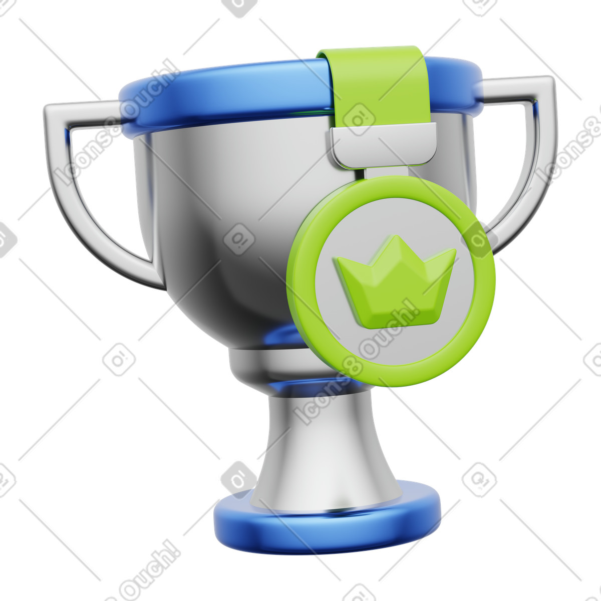 Ilustración High tier membership trophy with crown reward en estilo 3D Playful a descargar en PNG y SVG