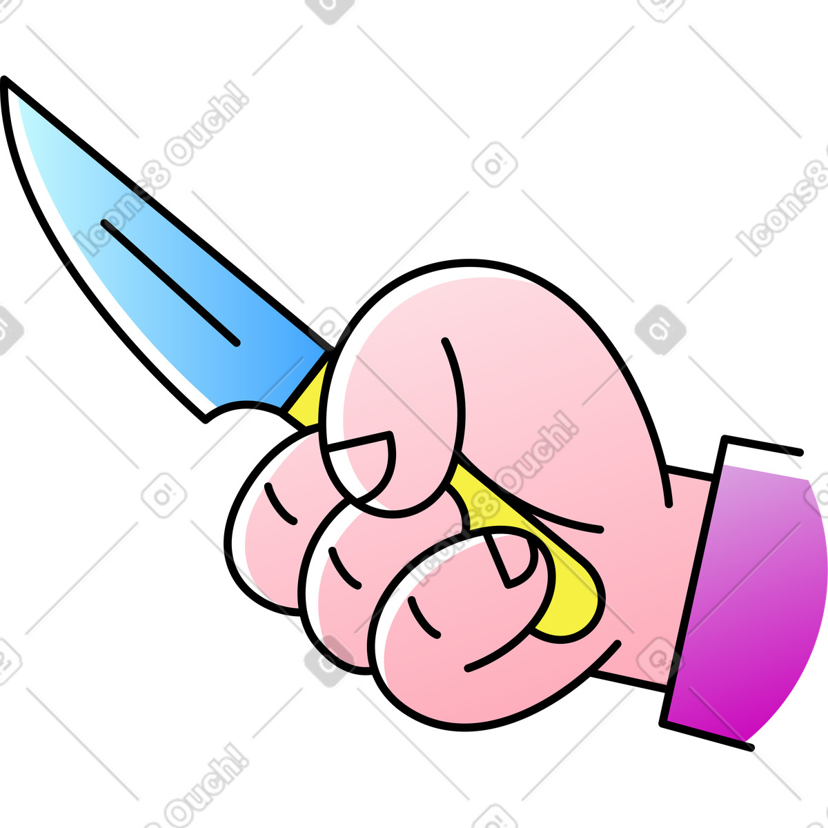 Ilustración Mano con cuchillo en estilo Pocus a descargar en PNG y SVG