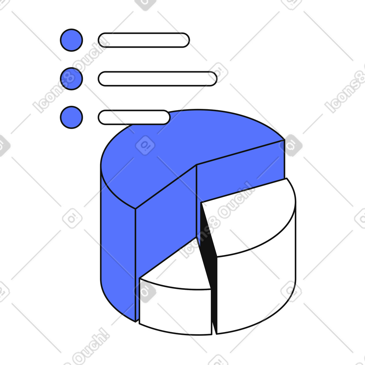 Ilustração de Pie chart with segments representing business data analysis and reporting em no estilo Main para baixar em PNG, SVG