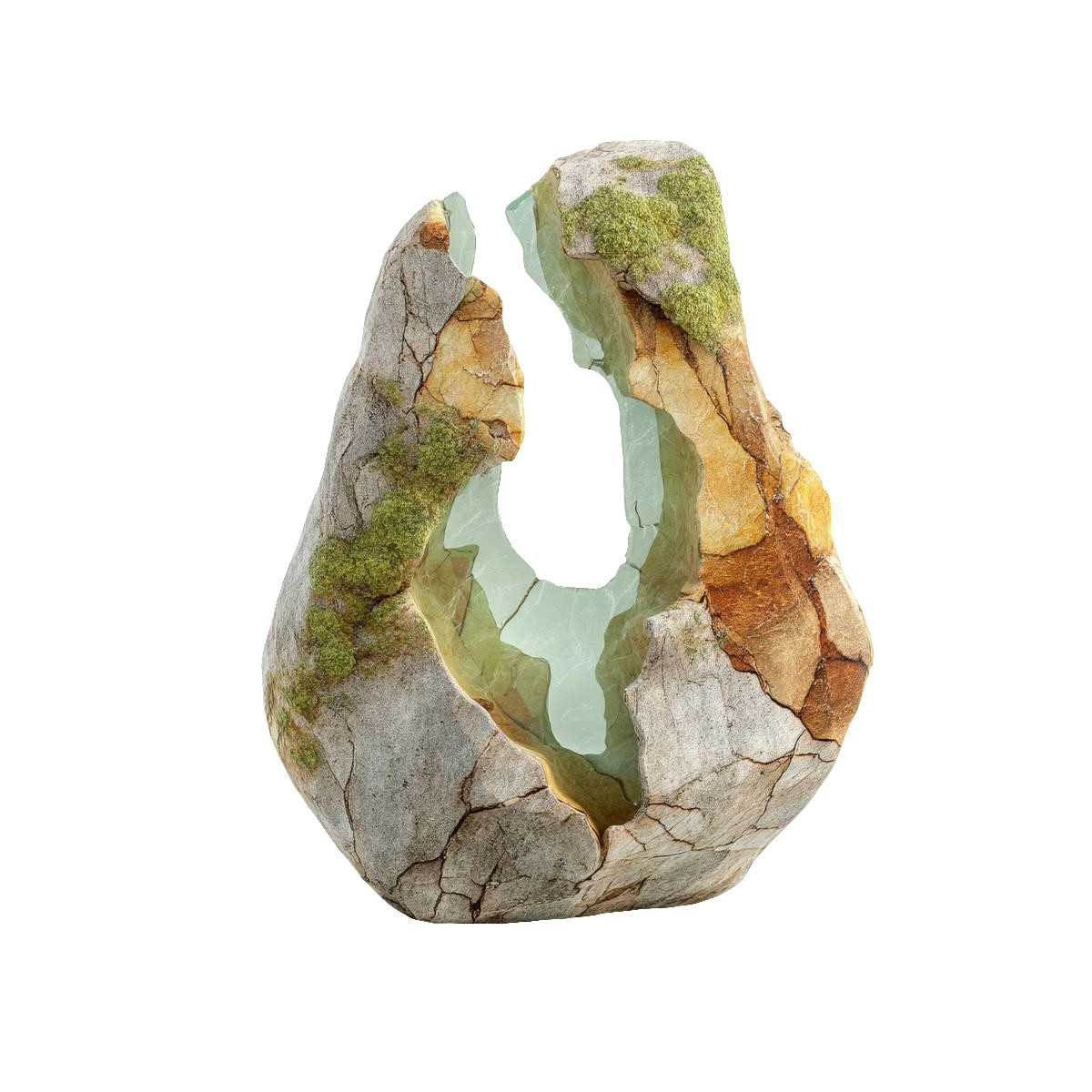 Weathered stone arch with moss illustration in Biomorphic style download in PNG, SVG