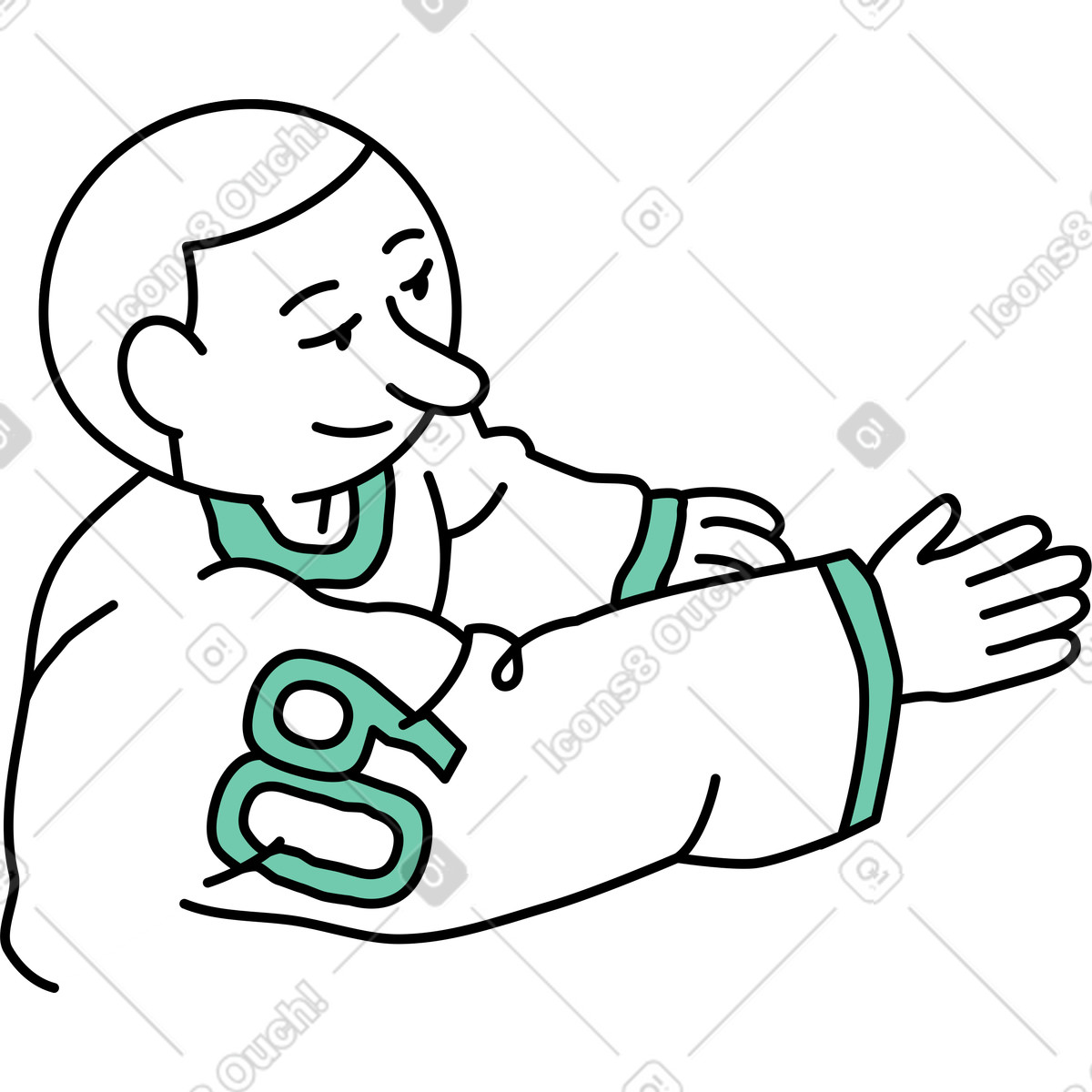 Mann streckt seinen arm nach vorne-Illustration im Notes-Stil als Download in PNG, SVG