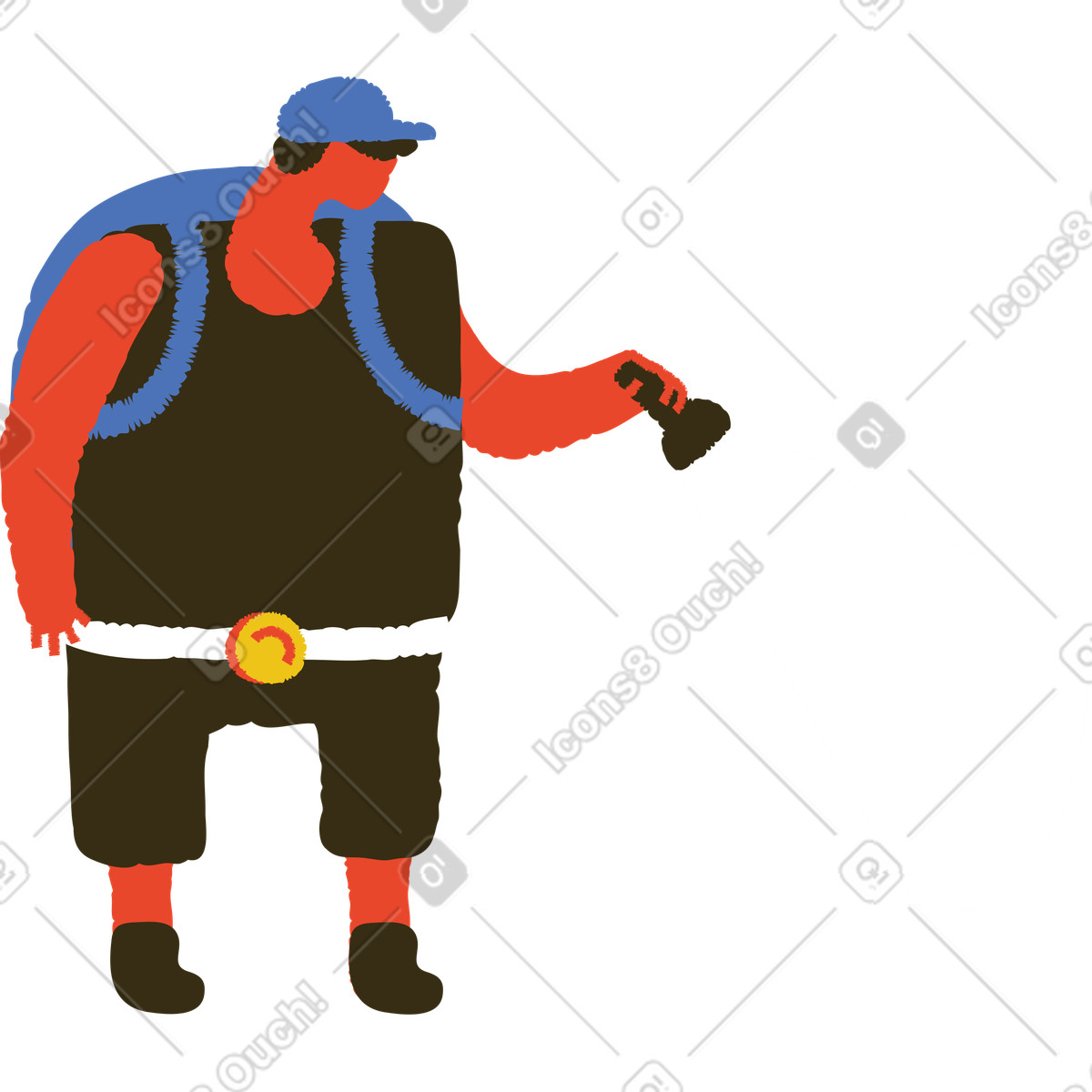 Man with backpack and torch illustration in Bermuda style download in PNG, SVG