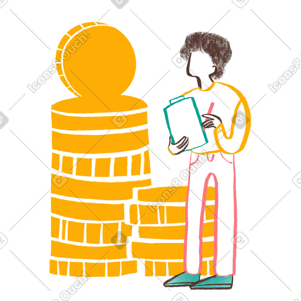 Analista finanziario che conta soldi illustrazione in stile Company scarica in PNG, SVG