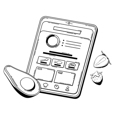 A tablet displaying a food app interface - 3D Techny Line style illustration