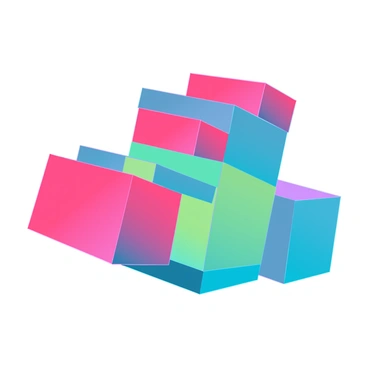 A stack of floating 3D boxes, each a different color